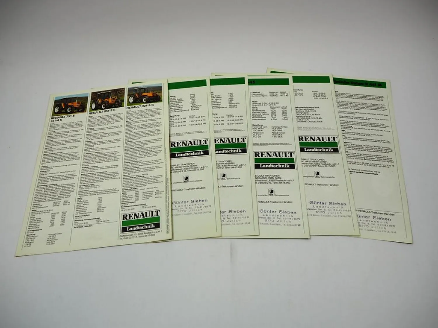 Renault 421 461 M 551 651 - 921-4 Traktor 6 Prospekte Technische Daten ca. 1981