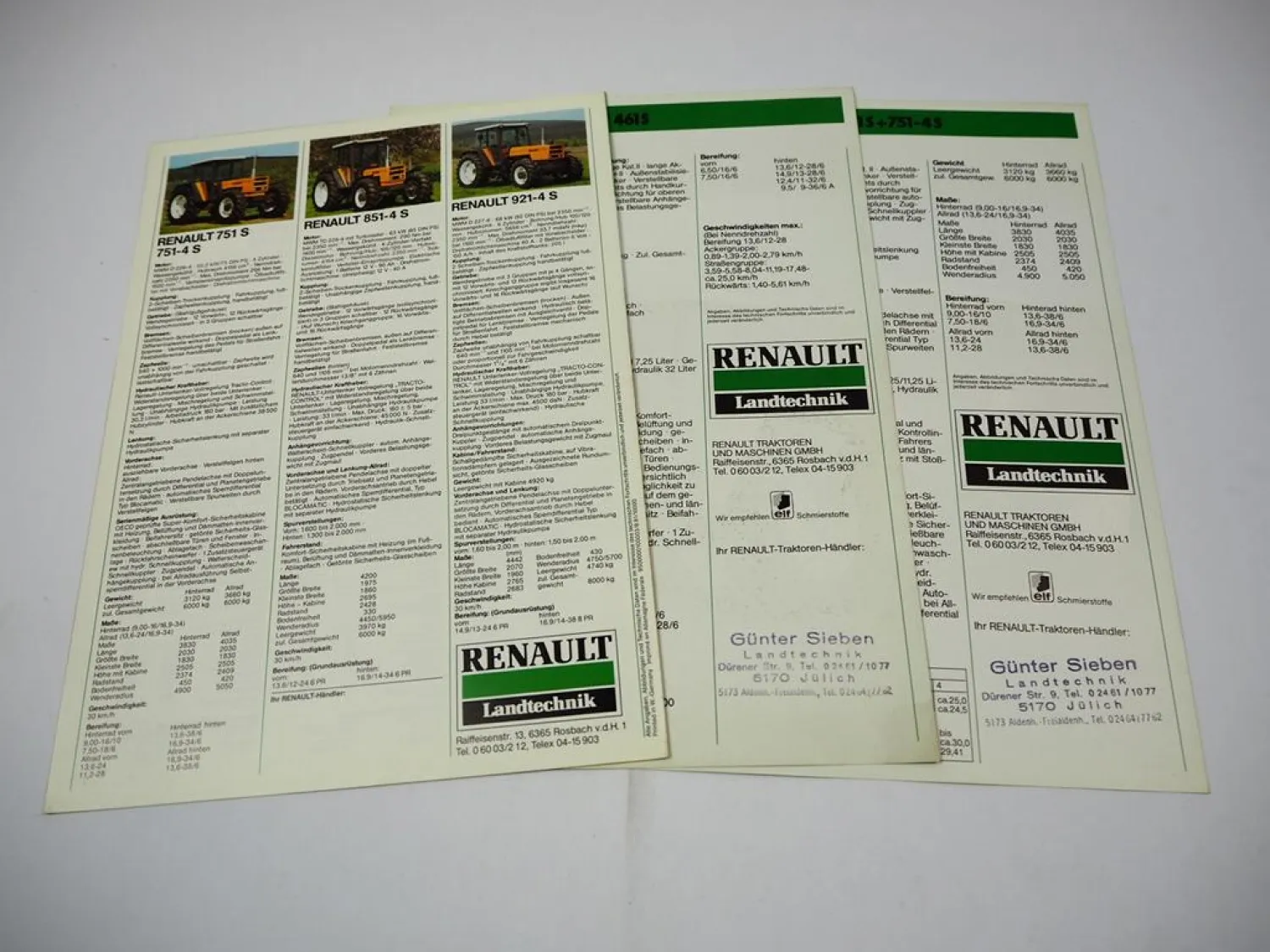 Renault 421 M - 921-4 S Traktor 3 Prospekte Programm Technische Daten ca. 1981