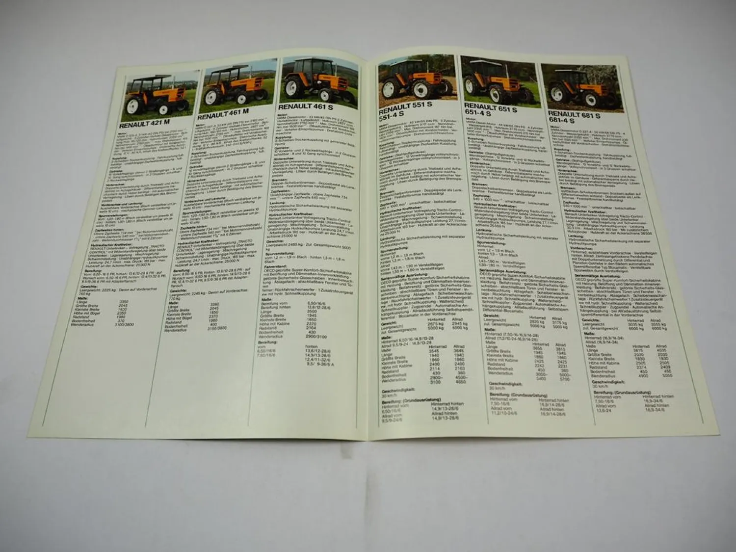 Renault 421 M - 921-4 S Traktor 3 Prospekte Programm Technische Daten ca. 1981