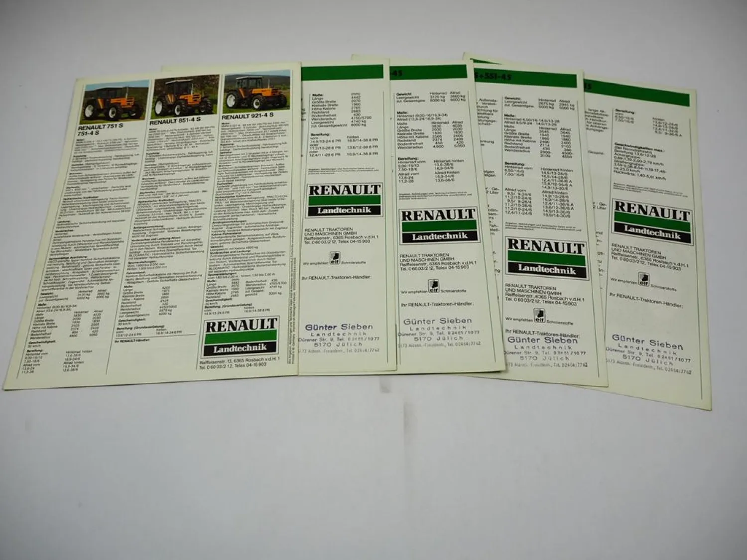 Renault 421 M - 921-4 S Traktor 5 Prospekte Programm Technische Daten ca. 1981