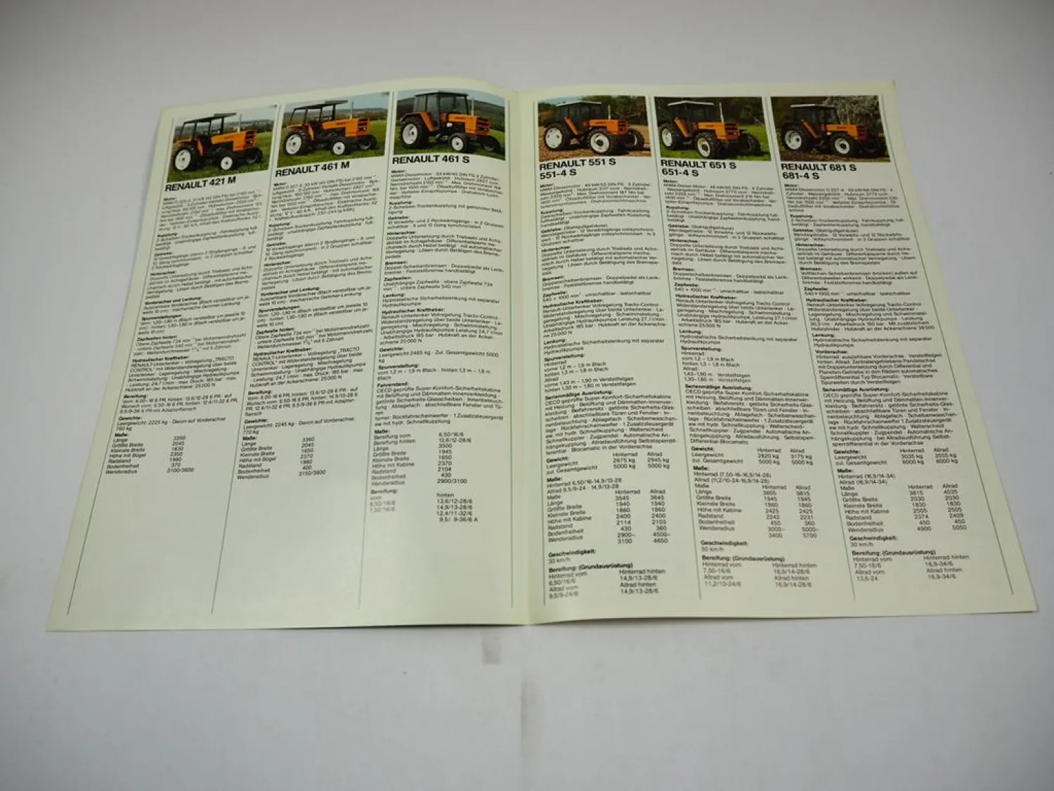 Renault 421 M - Serie S 921-4 Traktor 4 Prospekte Programm Techn. Daten ca. 1981