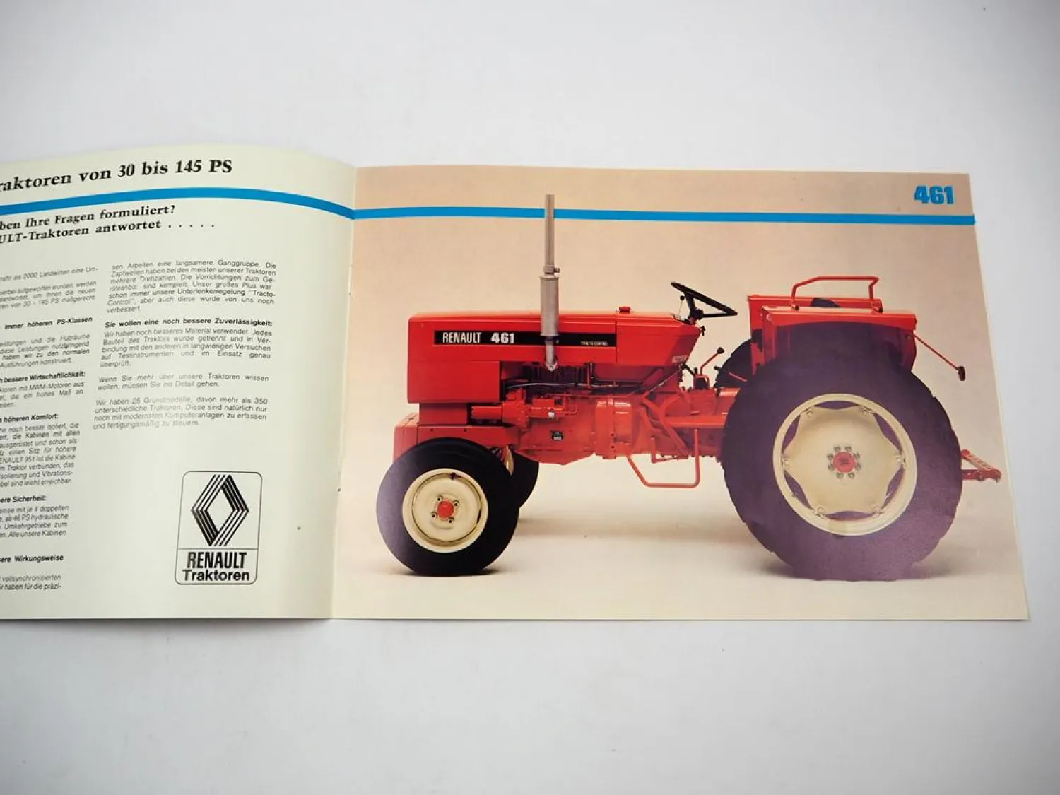 Renault 461 Traktor Schlepper mit 46 PS Prospekt 1976