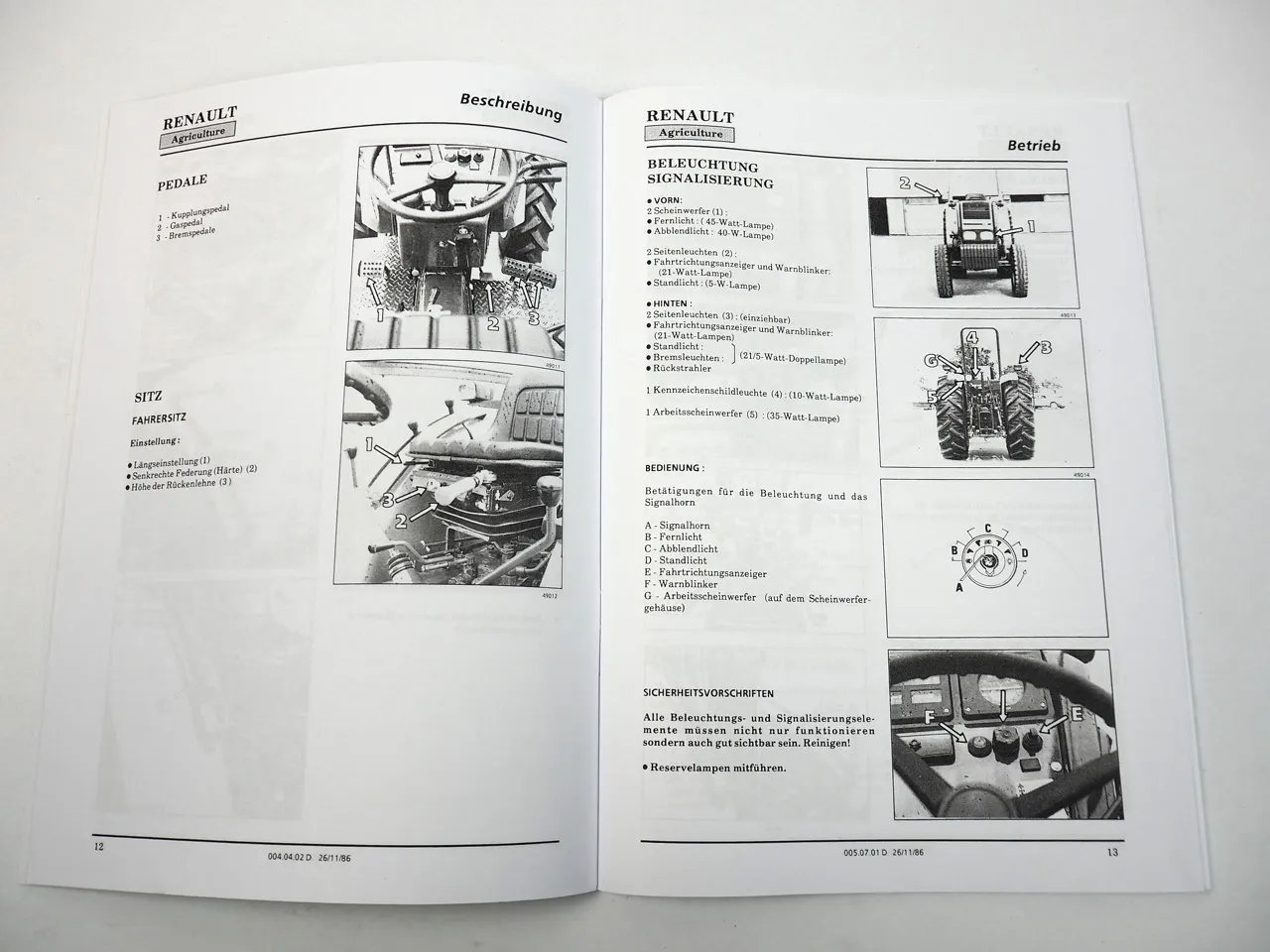 Renault 55-12V 55-12F R3235 R3245 Traktor Bedienung Wartung Betriebsanleitung