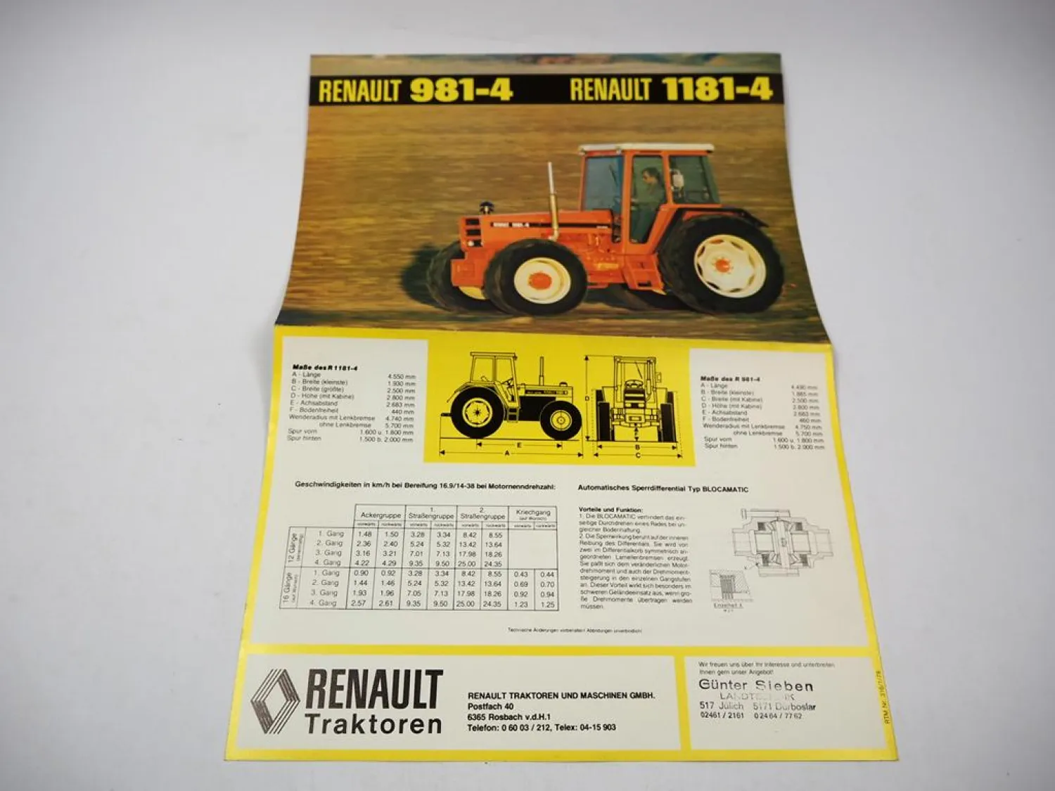 Renault 981-4 1181-4 Traktor Prospekt mit technischer Beschreibung 1978