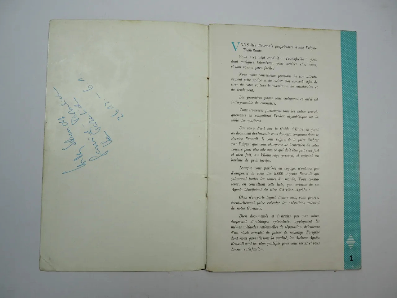 Renault Fregate Type R1104 Notice d entretien et conduite Betriebsanleitung ab 1957