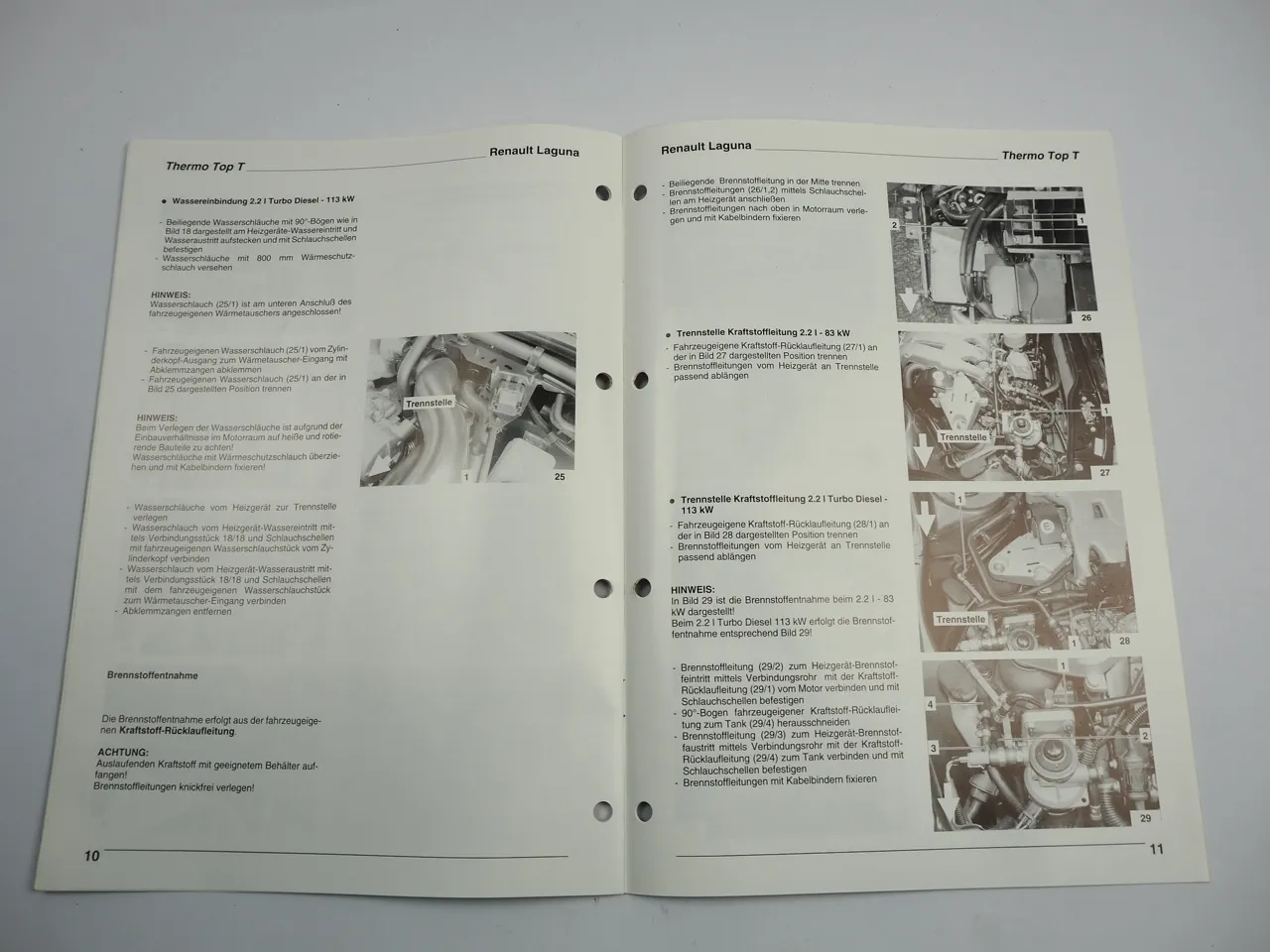 Renault Laguna 2,2l D TD Einbauanleitung Webasto Thermo Top T DW50 Heizung 1996