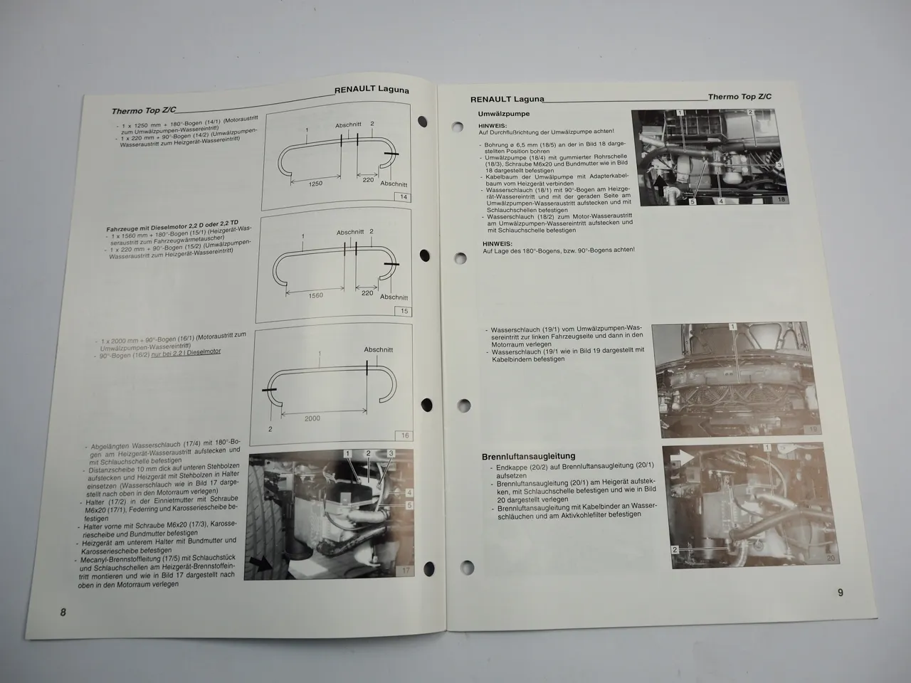 Renault Laguna Grandtour Einbauanleitung Webasto Thermo Top Z/C-D/B Heizung 1997