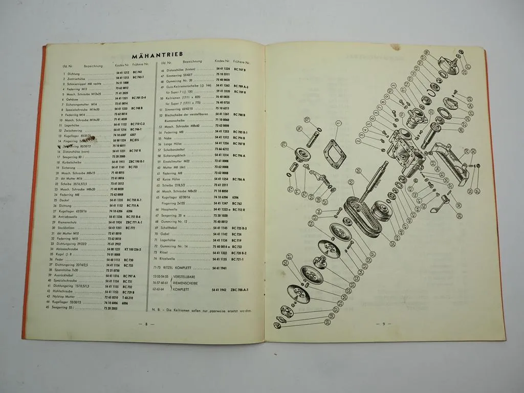 Renault N 70 71 72 31 Super 4 5 7 Schlepper Kuhn Mähwerk Betriebsanleitung ETL