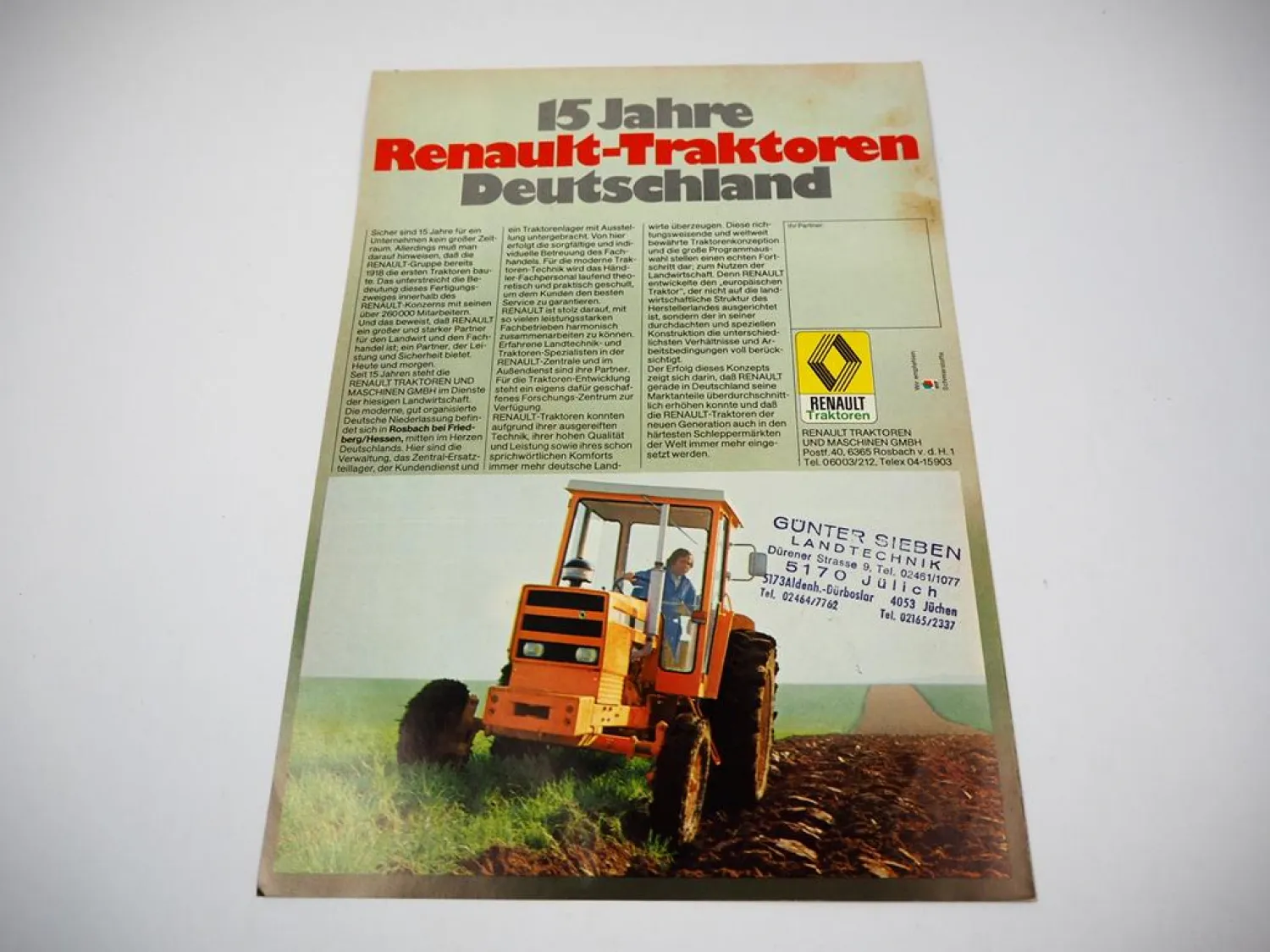 Renault R 351 M - 1451-4 R 50 S - 656 Traktor Prospekt Programm Daten ca. 1979