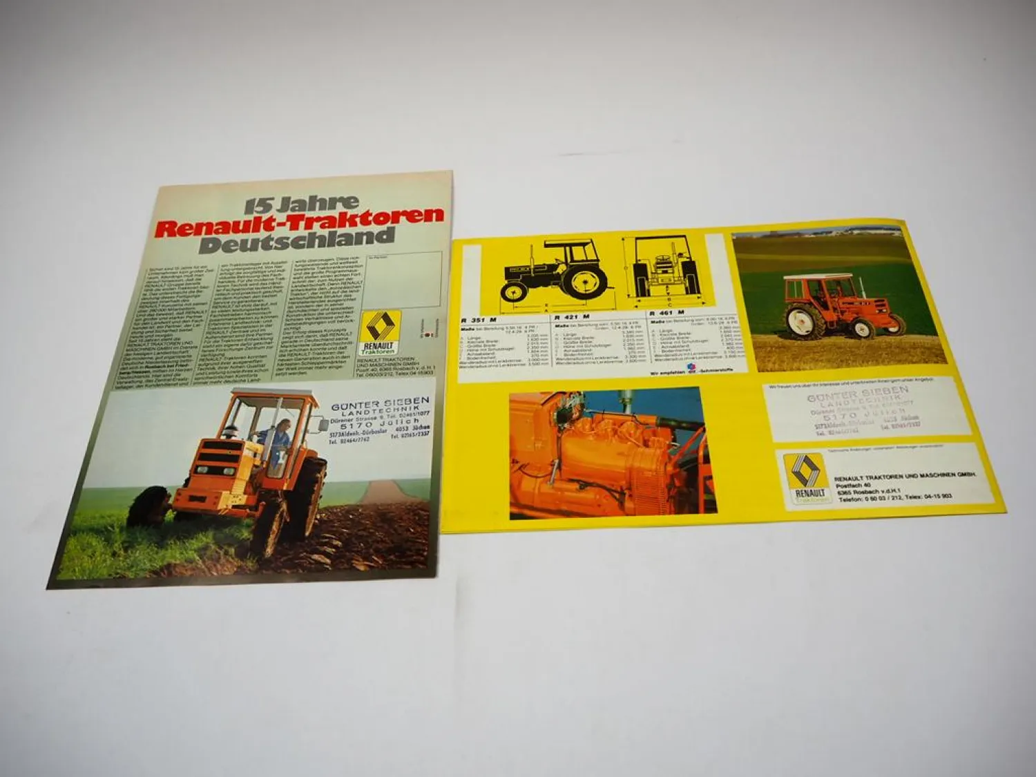 Renault R 351 M - R 1451-4 Traktor 2 Prospekte Technische Daten ca. 1980