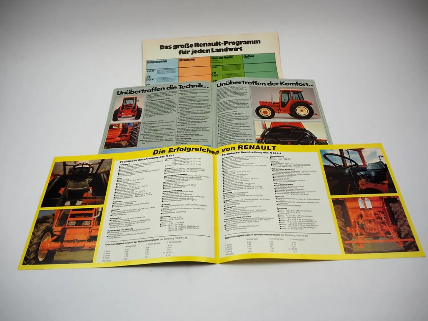 Renault R 351 M - R 1451-4 Traktor 3 Prospekte Programm Technische Daten ca. 80