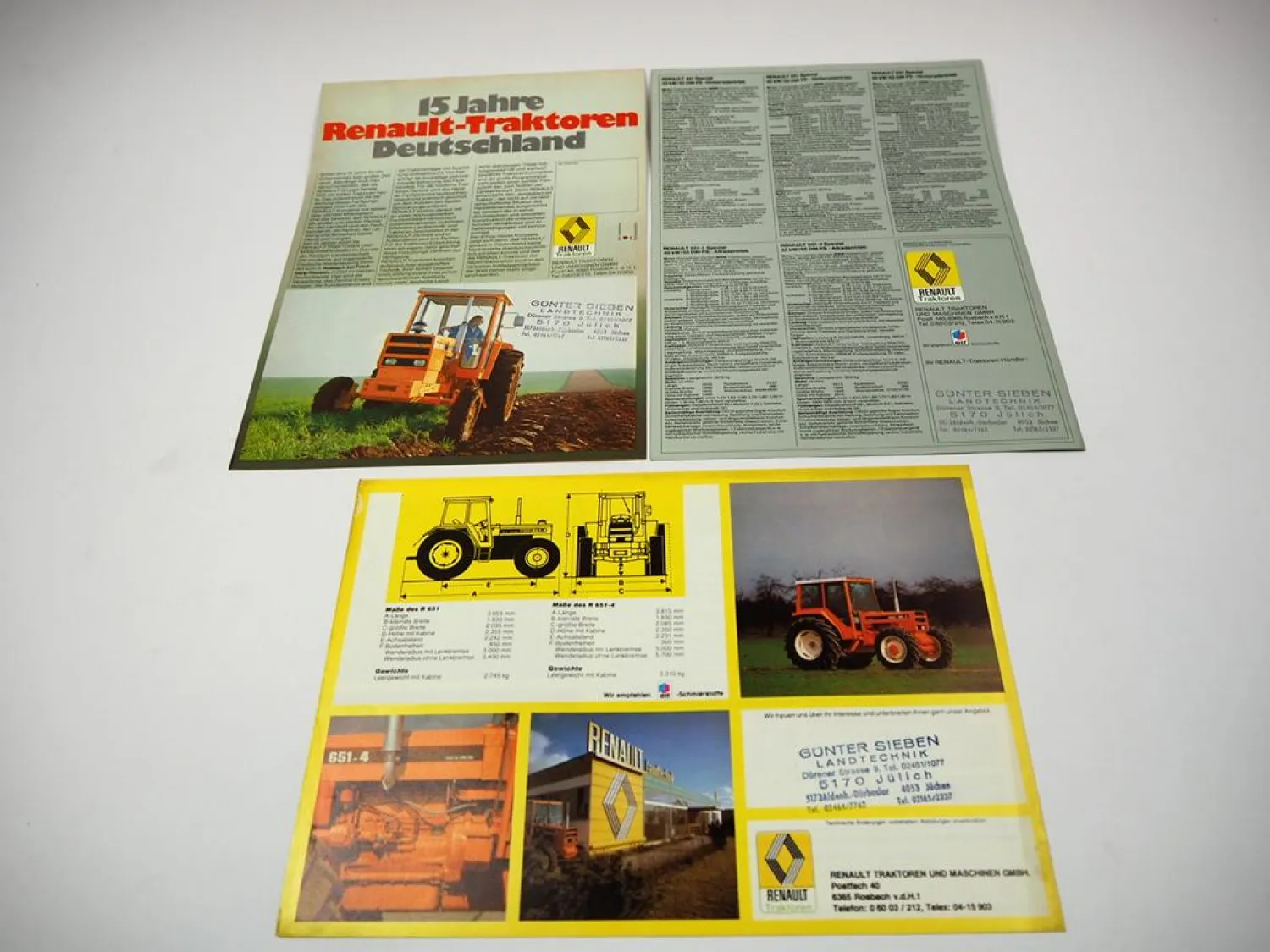 Renault R 351 M - R 1451-4 Traktor 3 Prospekte Technische Daten ca. 1980