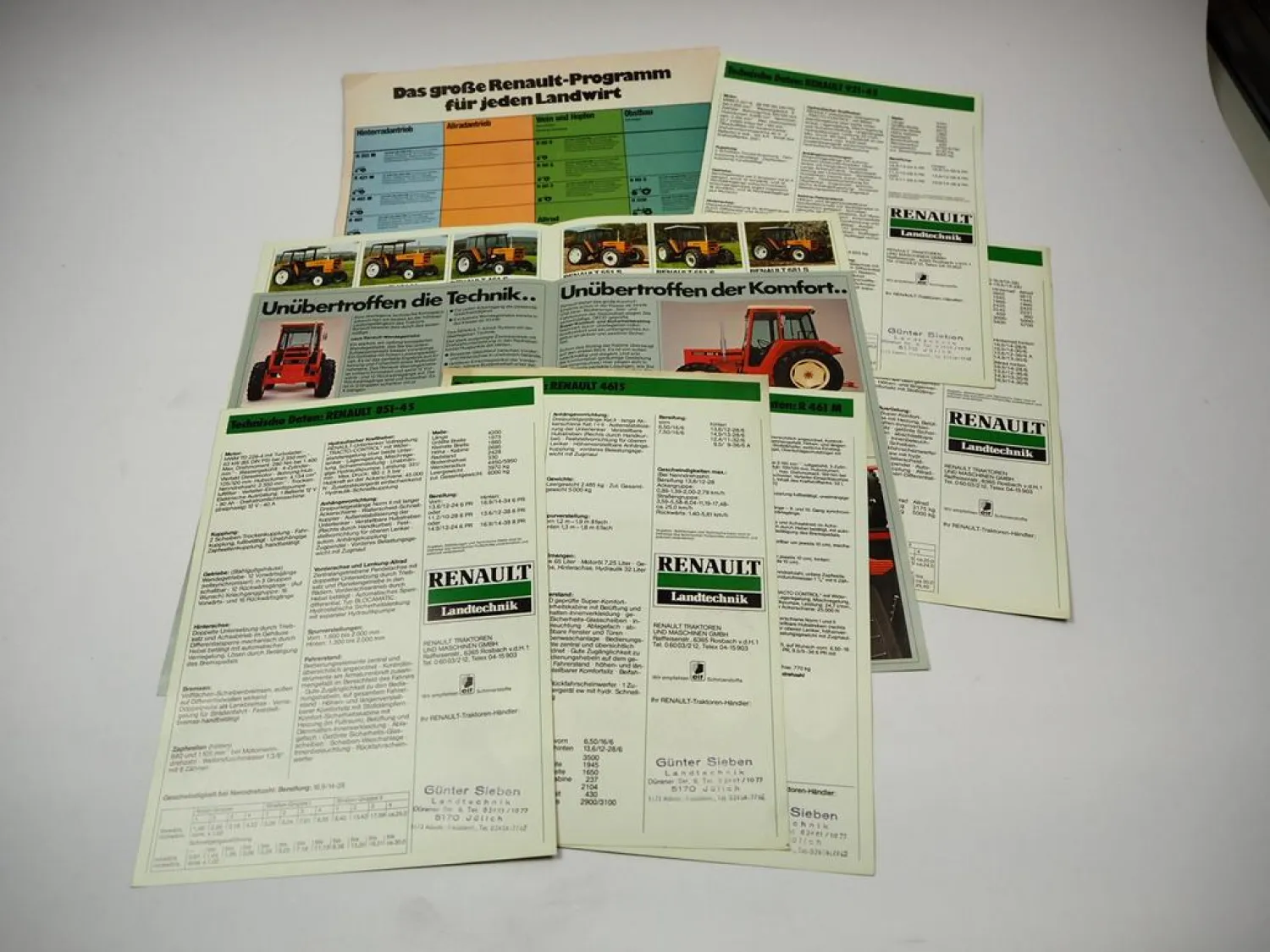 Renault R 351 M - R 1451-4 Traktor 8 Prospekte Technische Daten ca. 1980