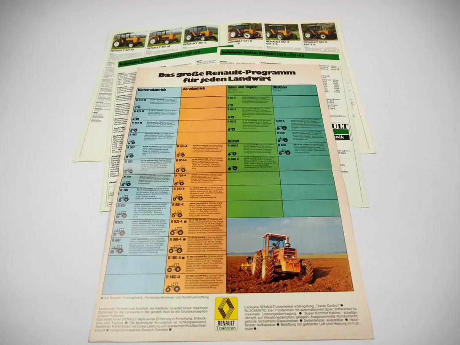 Renault R 50 S - R 1451-4 Traktor 4 Prospekte Programm Technische Daten ca. 1981