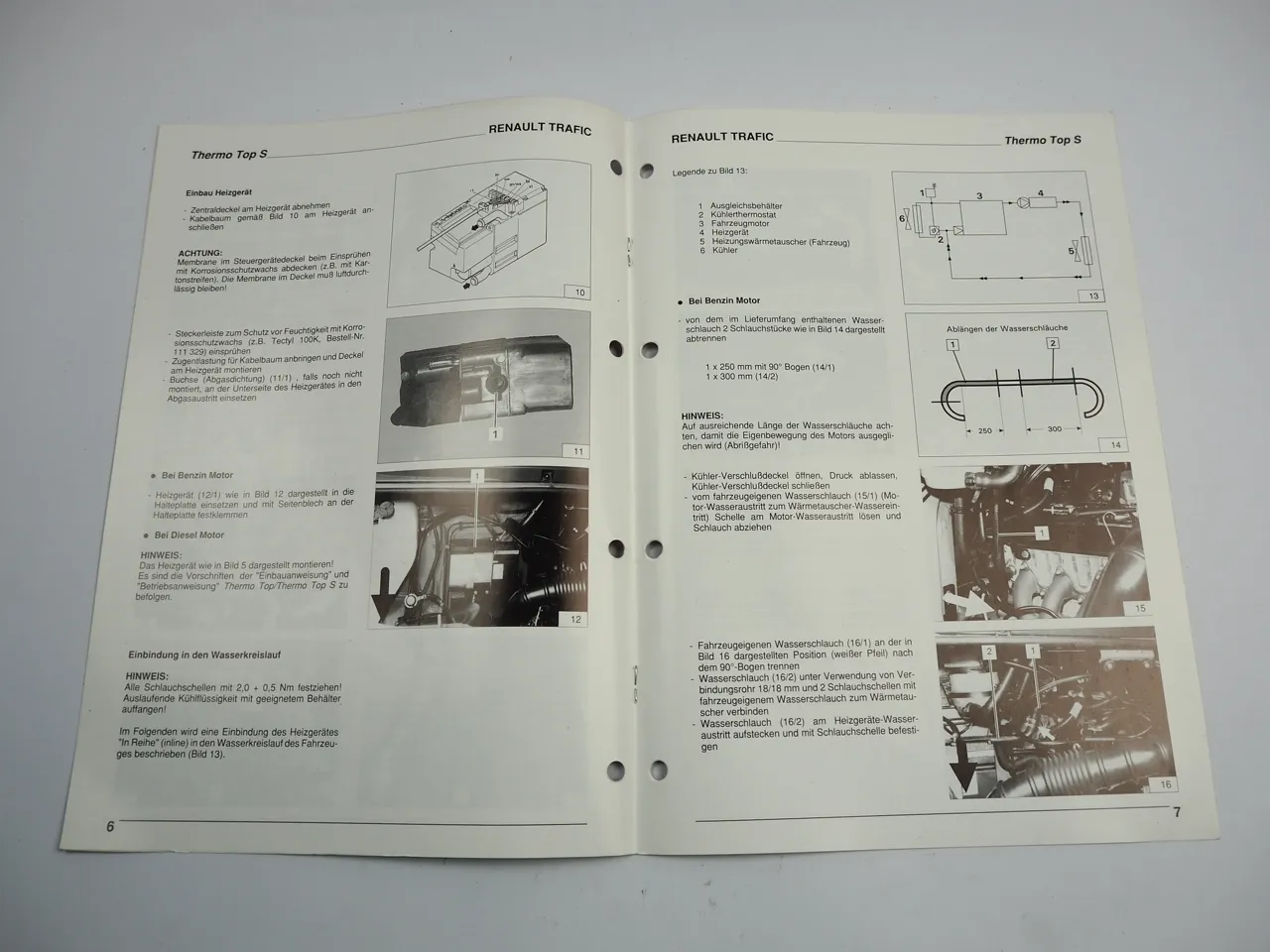 Renault Trafic T1100 Einbauanleitung Webasto Thermo Top S BW/DW50 Heizung 1995
