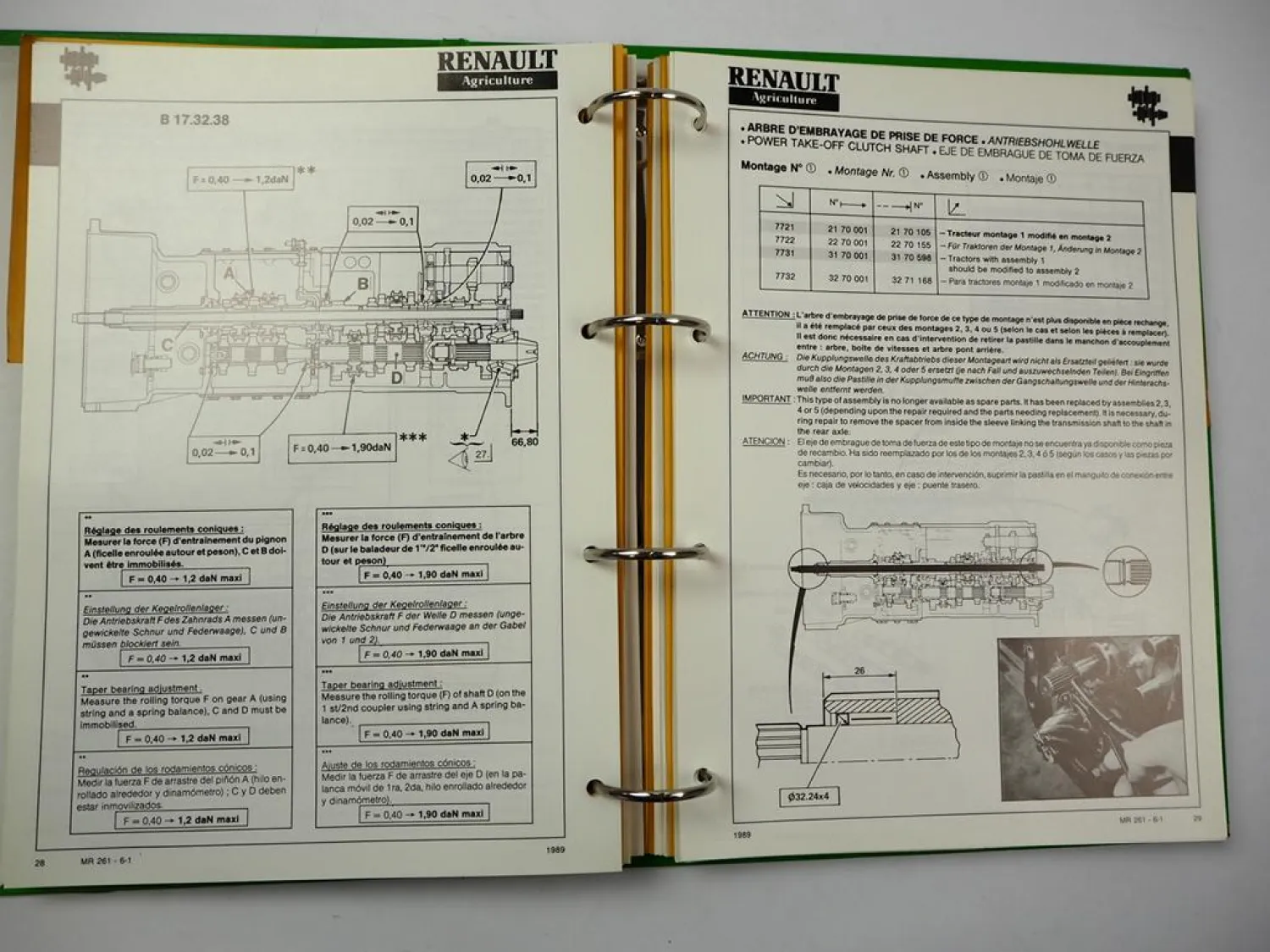Renault Traktor Werkstatthandbuch Kenndaten Einstellmaße Reparaturanleitung