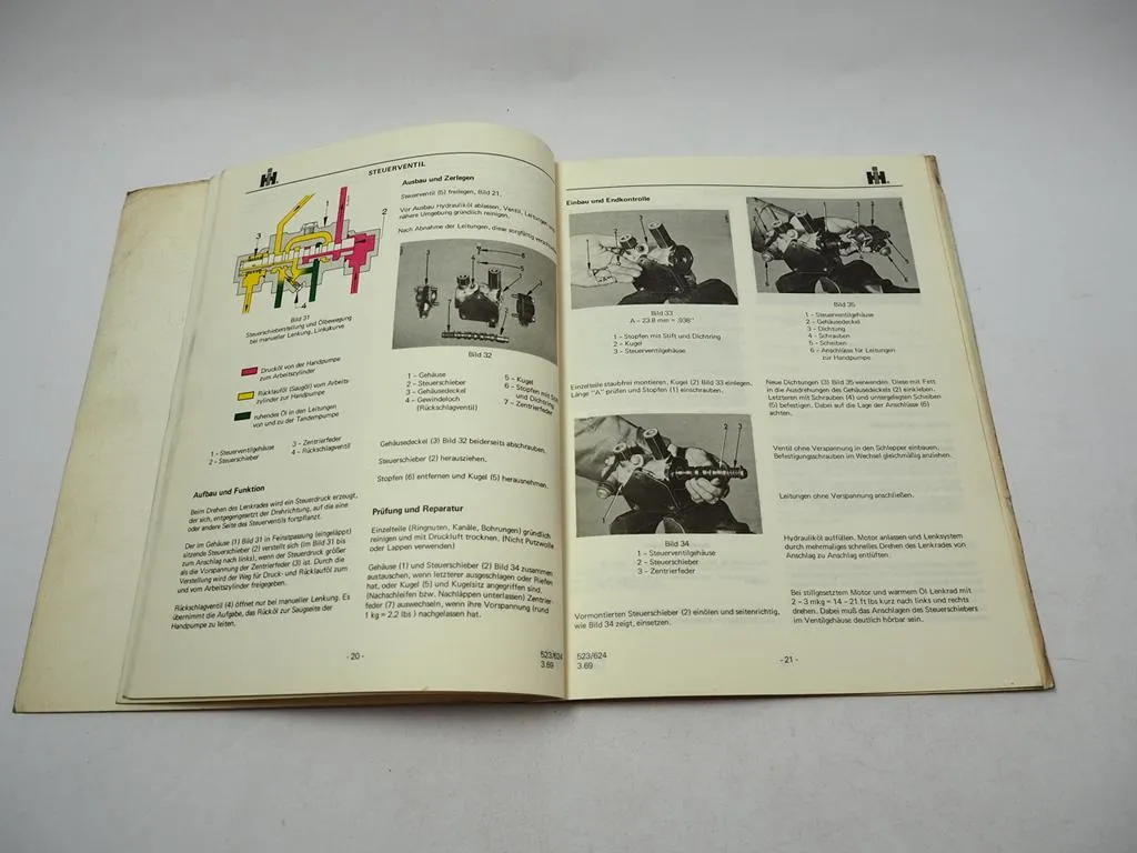 Reparatur IHC 523 624 Hydrostatische Lenkung Werkstatthandbuch Repartur 1969