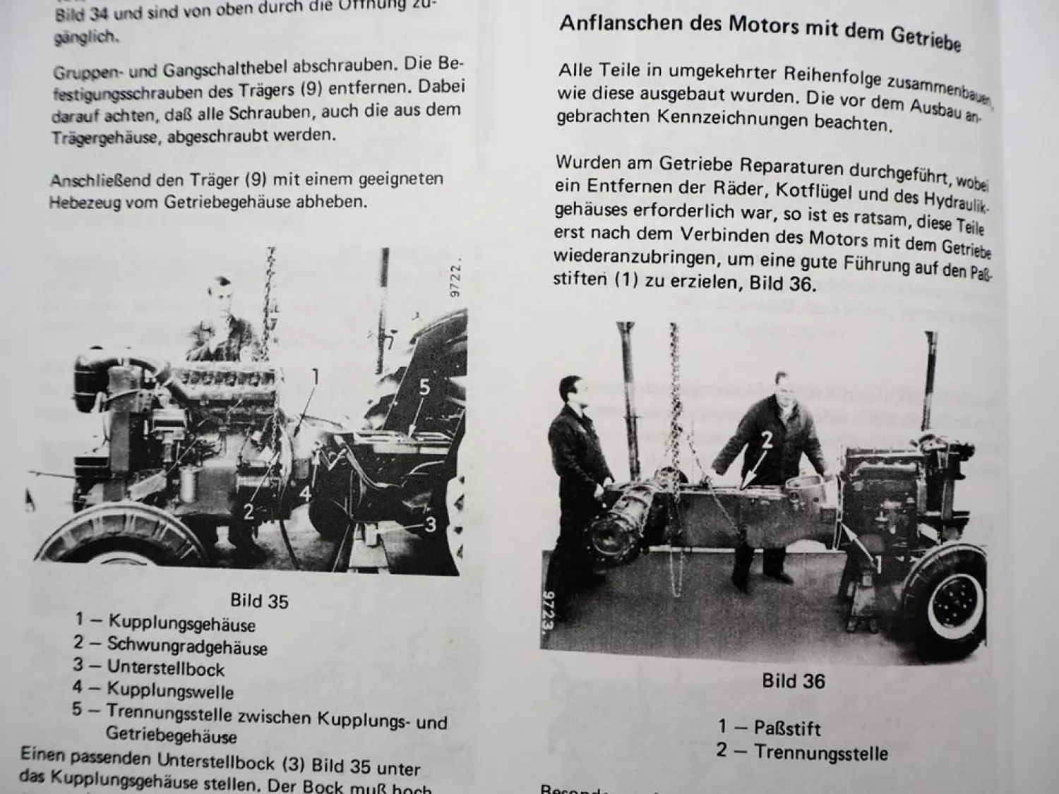 Reparaturanleitung IHC 523 624 724 3654 Werkstatthandbuch Getriebe 1970
