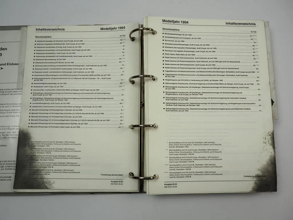 Reparaturleitfaden Audi 80 90 Cabriolet Coupe 1994 -2000 Stromlaufpläne Elektrik