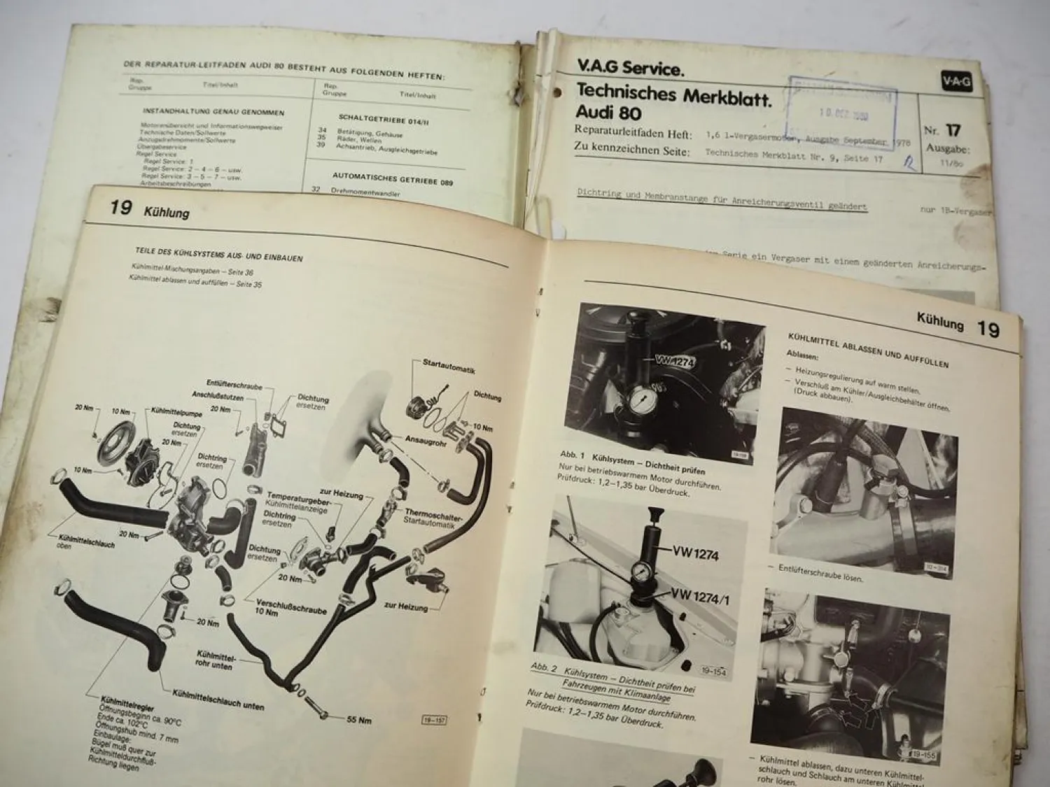 Reparaturleitfaden Audi 80 B2 1.6 L Vergasermotor YN YY YP YU Werkstatthandbuch 1978