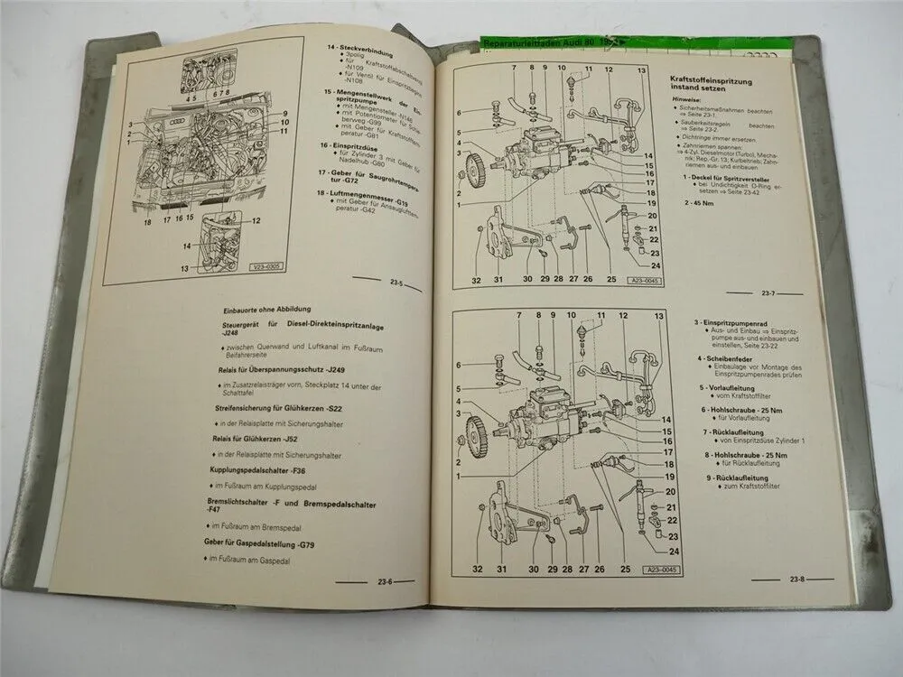 Reparaturleitfaden Audi 80 B4 Vorglühanlage Diesel 1Z Einspritzung 1992 - 1994
