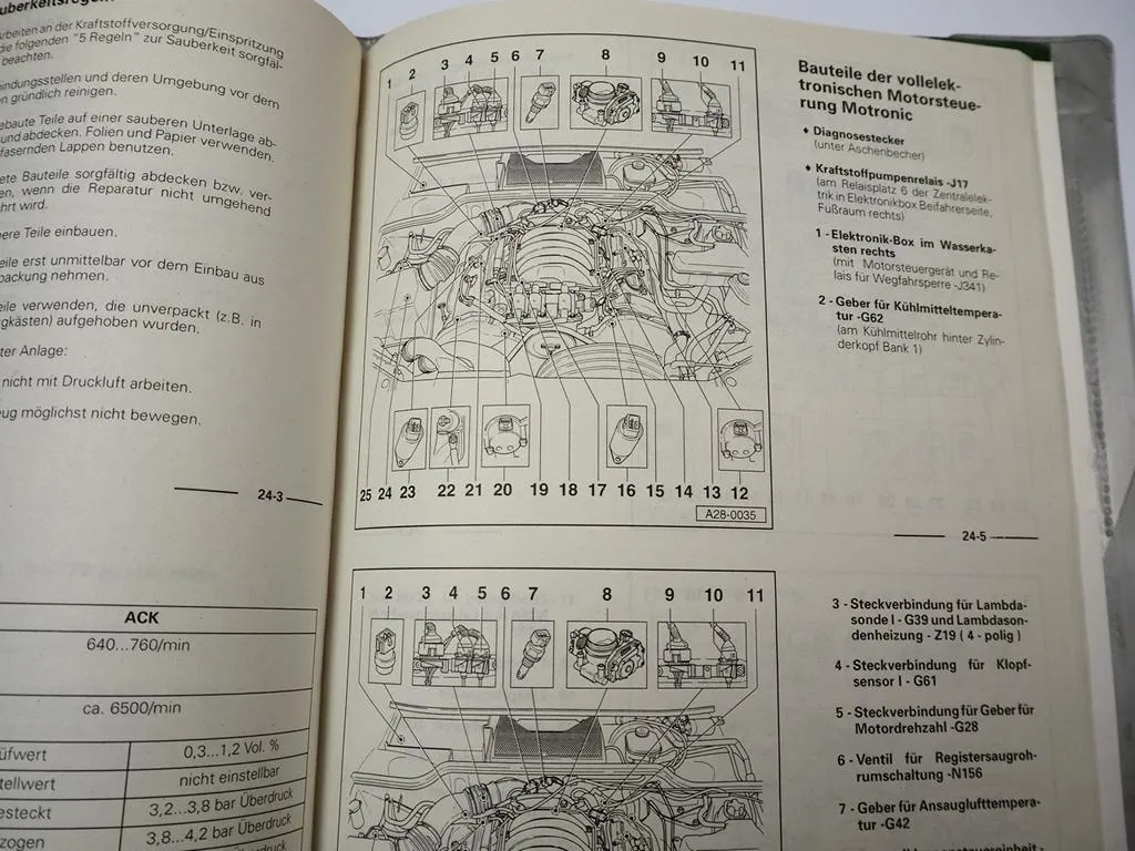 Reparaturleitfaden Audi A8 D2 4D 2.8 V6 Motronic Einspritzanlage ACK 193 PS