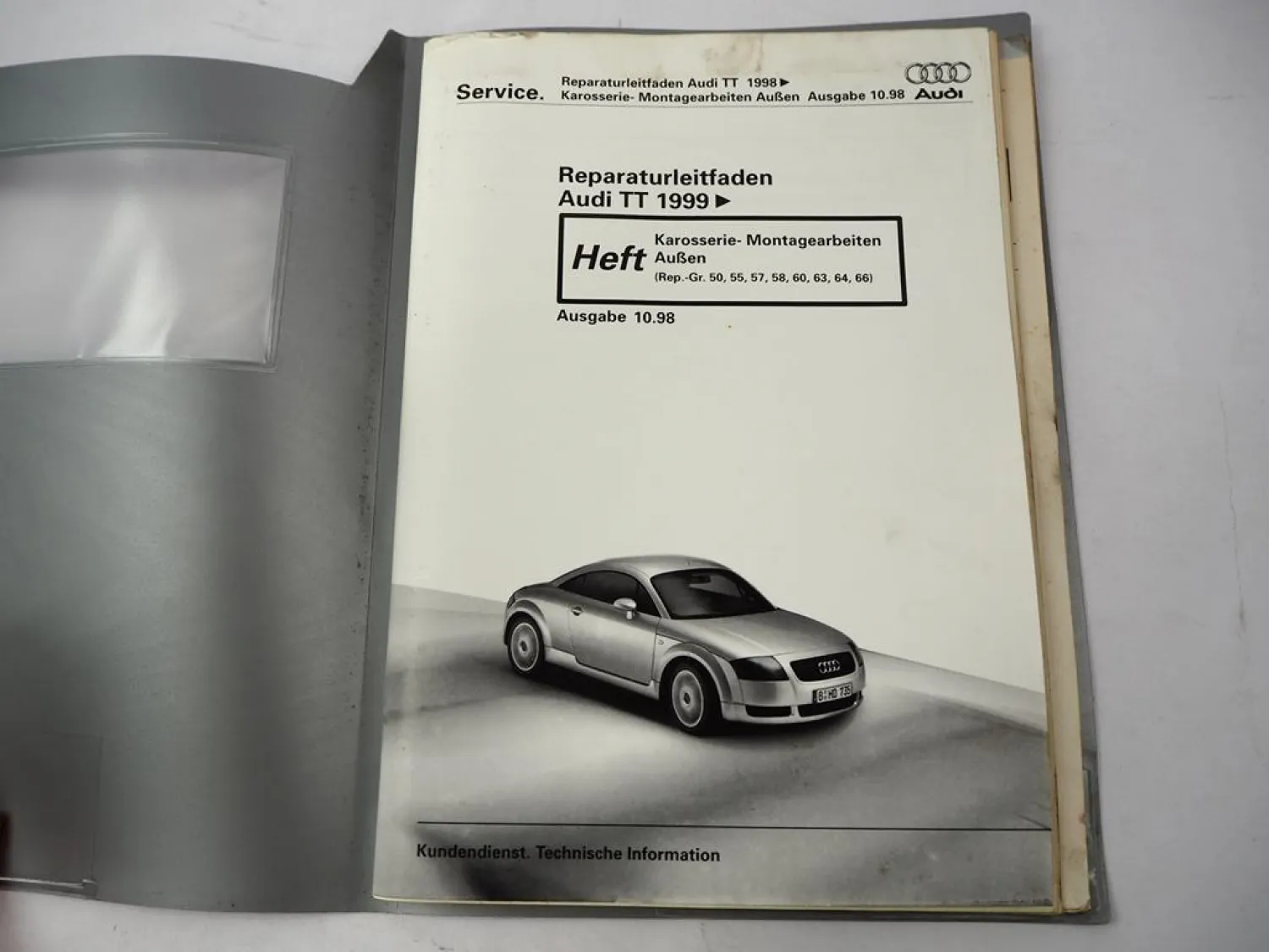 Reparaturleitfaden Audi TT Coupe Roadster 8N Karosserie Montage Aussen Spoiler