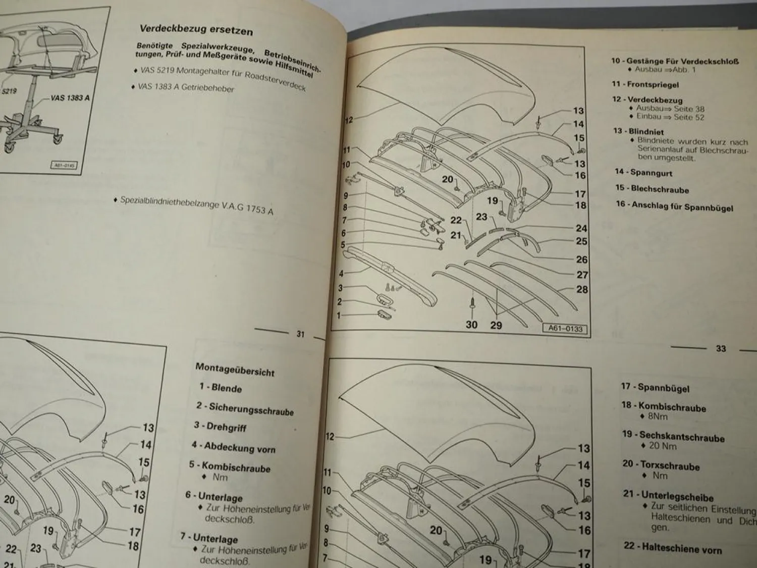 Reparaturleitfaden Audi TT Coupe Roadster 8N Karosserie Montage Aussen Spoiler