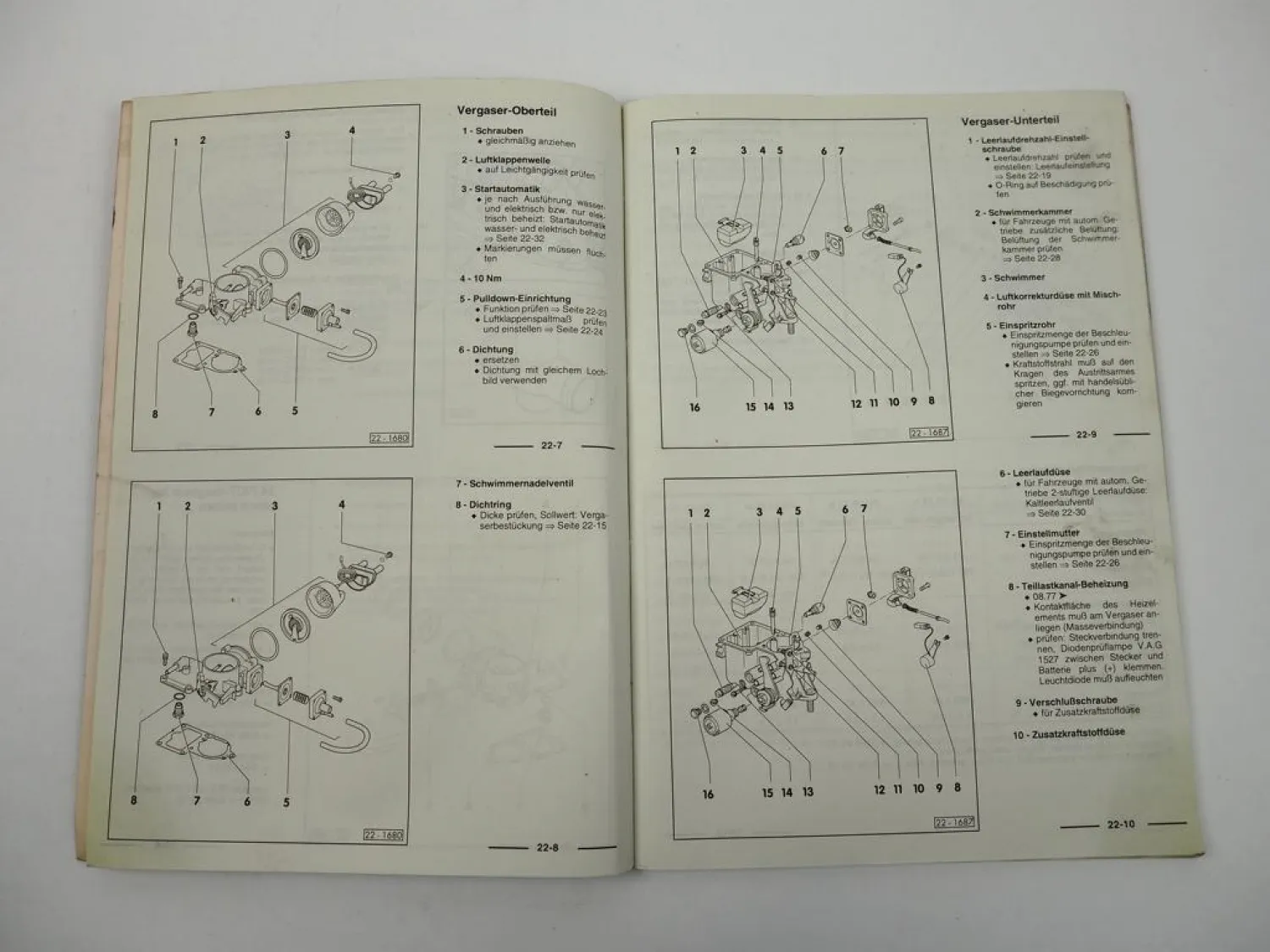 Reparaturleitfaden VW Golf 1 Scirocco Vergaser 34 PICT Keihin Reparaturanleitung