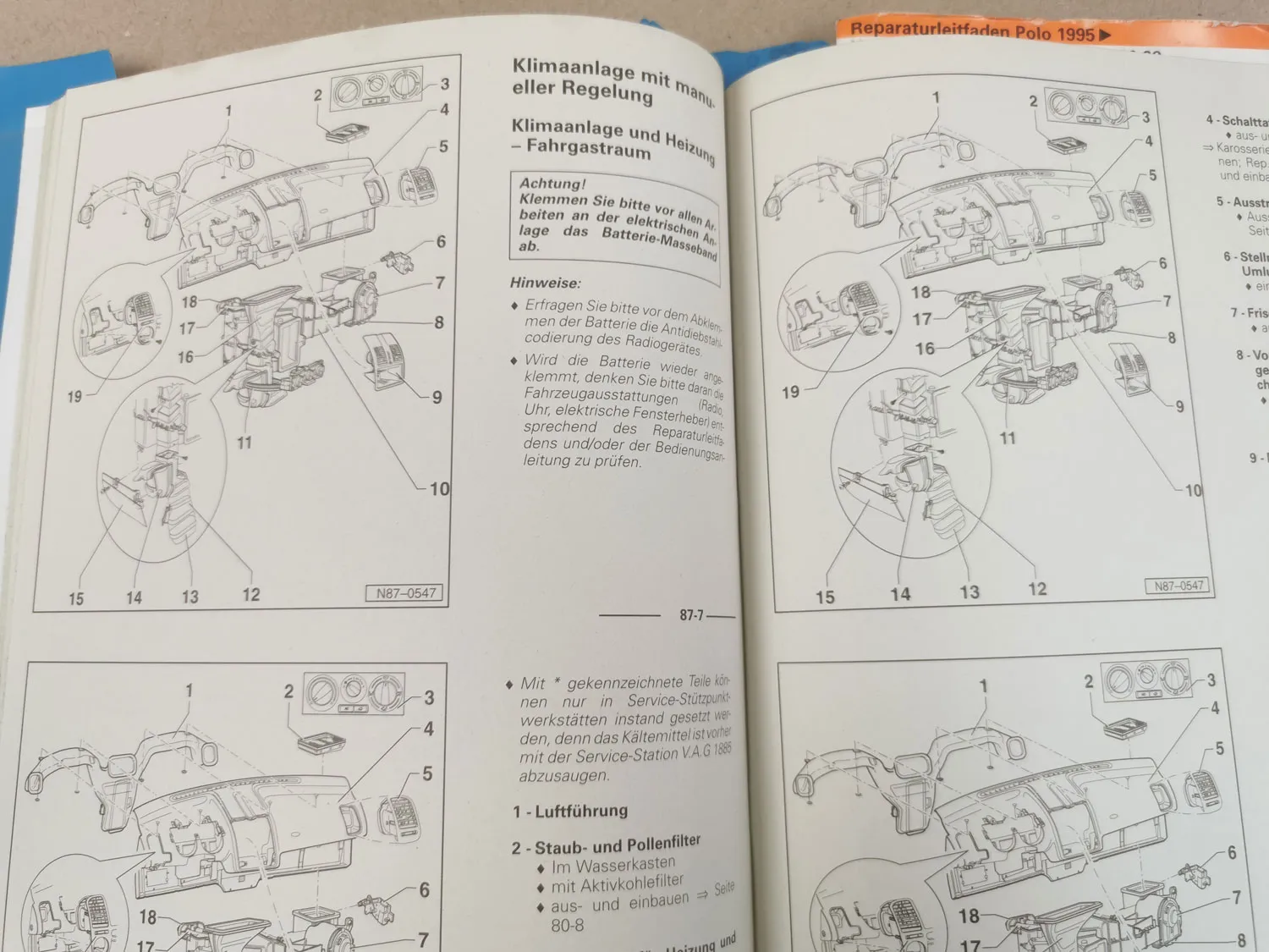 Reparaturleitfaden VW Polo 3 6N 6N2 Heizung Klimaanlage Werkstatthandbuch 1999
