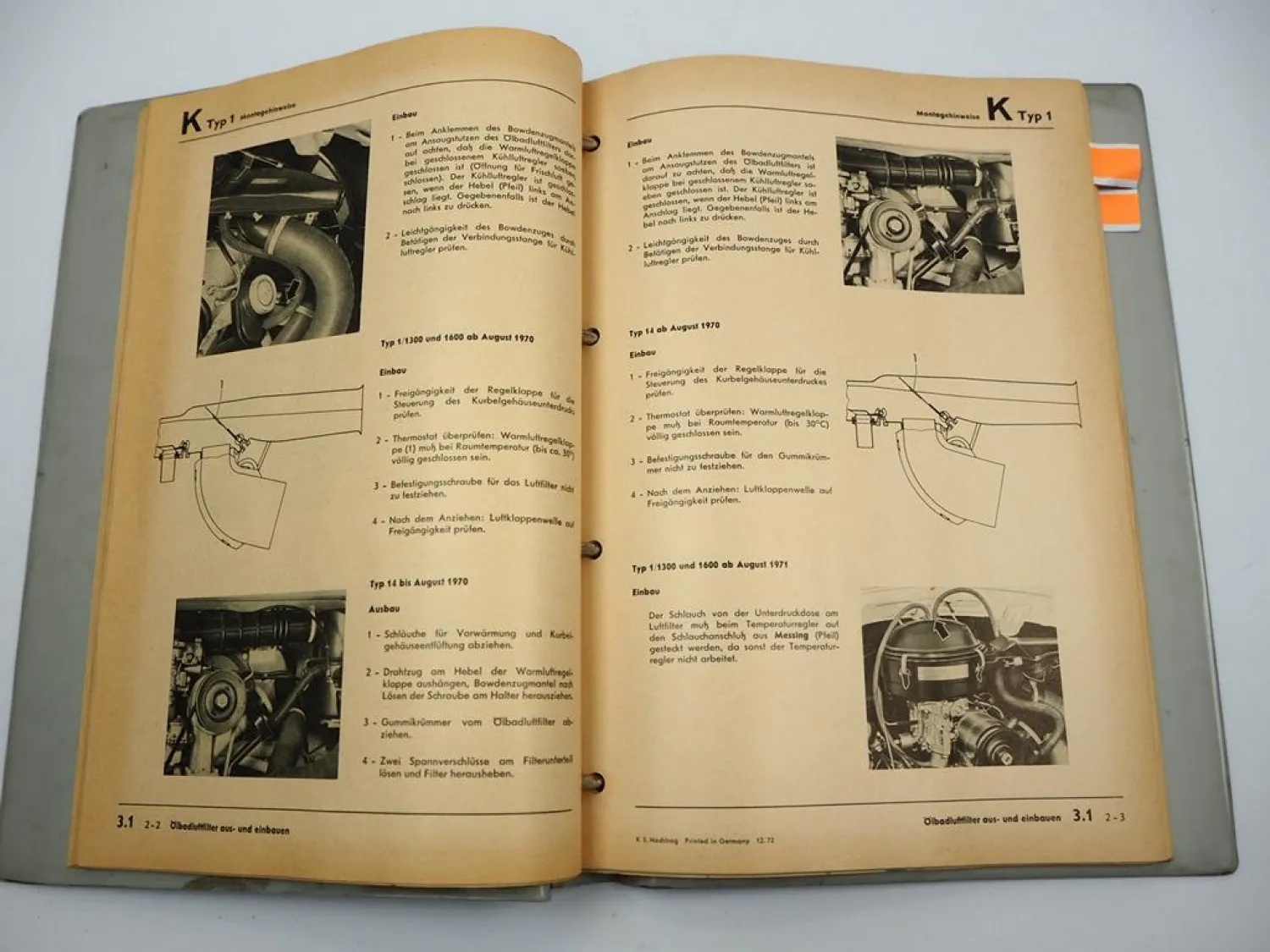 Reparaturleitfaden VW Typ 1 2 Käfer T2 Bus Kraftstoffanlage 1973 Werkstatthandbuch