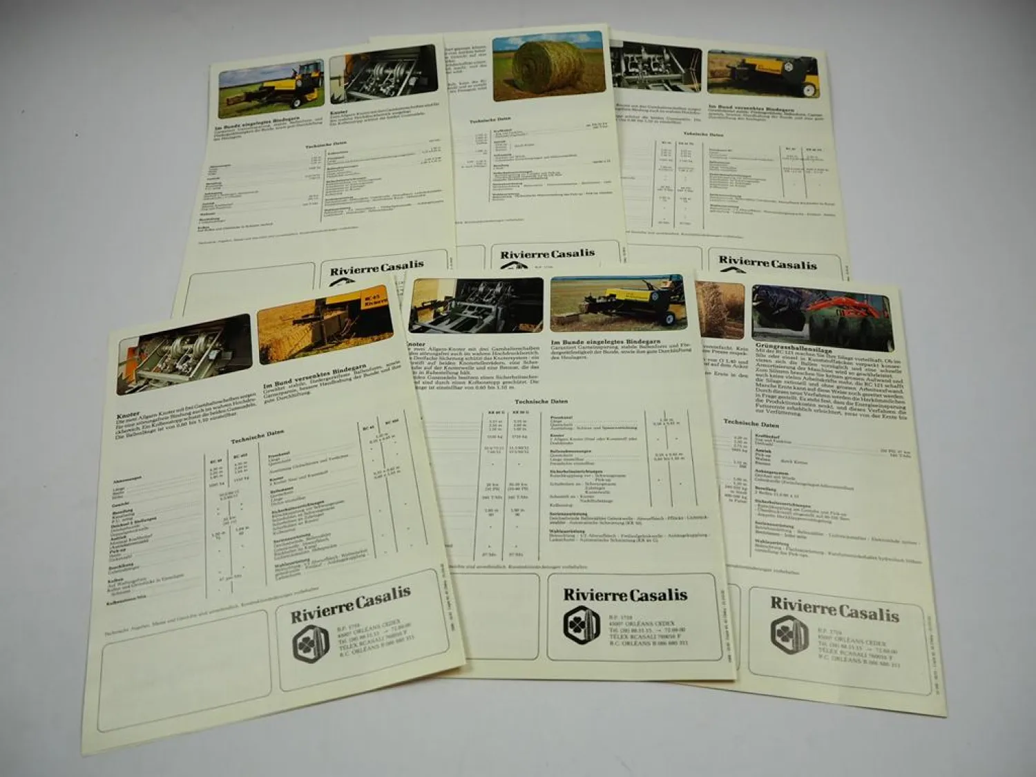 Rivierre Casalis Hochdruck u. Rundballen Aufsammelpressen Prospektmappe ca. 1980