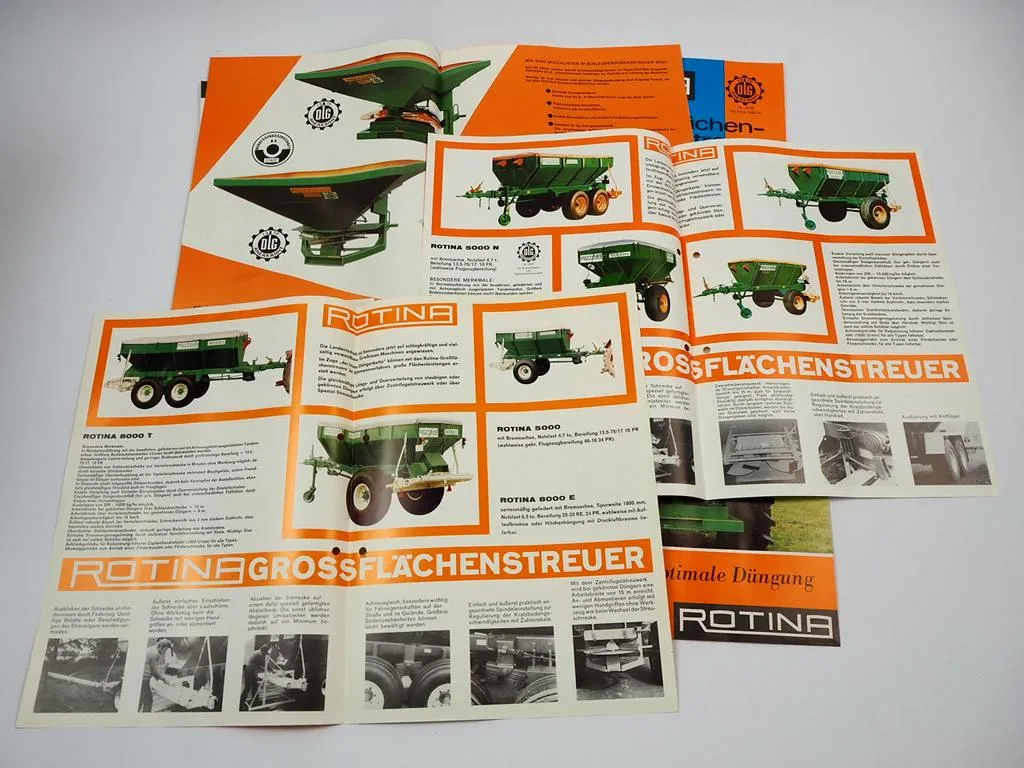 Rotina 650 652 3000 5000N 7000 8000S Düngerstreuer 6x Prospekt Anschreiben 1978
