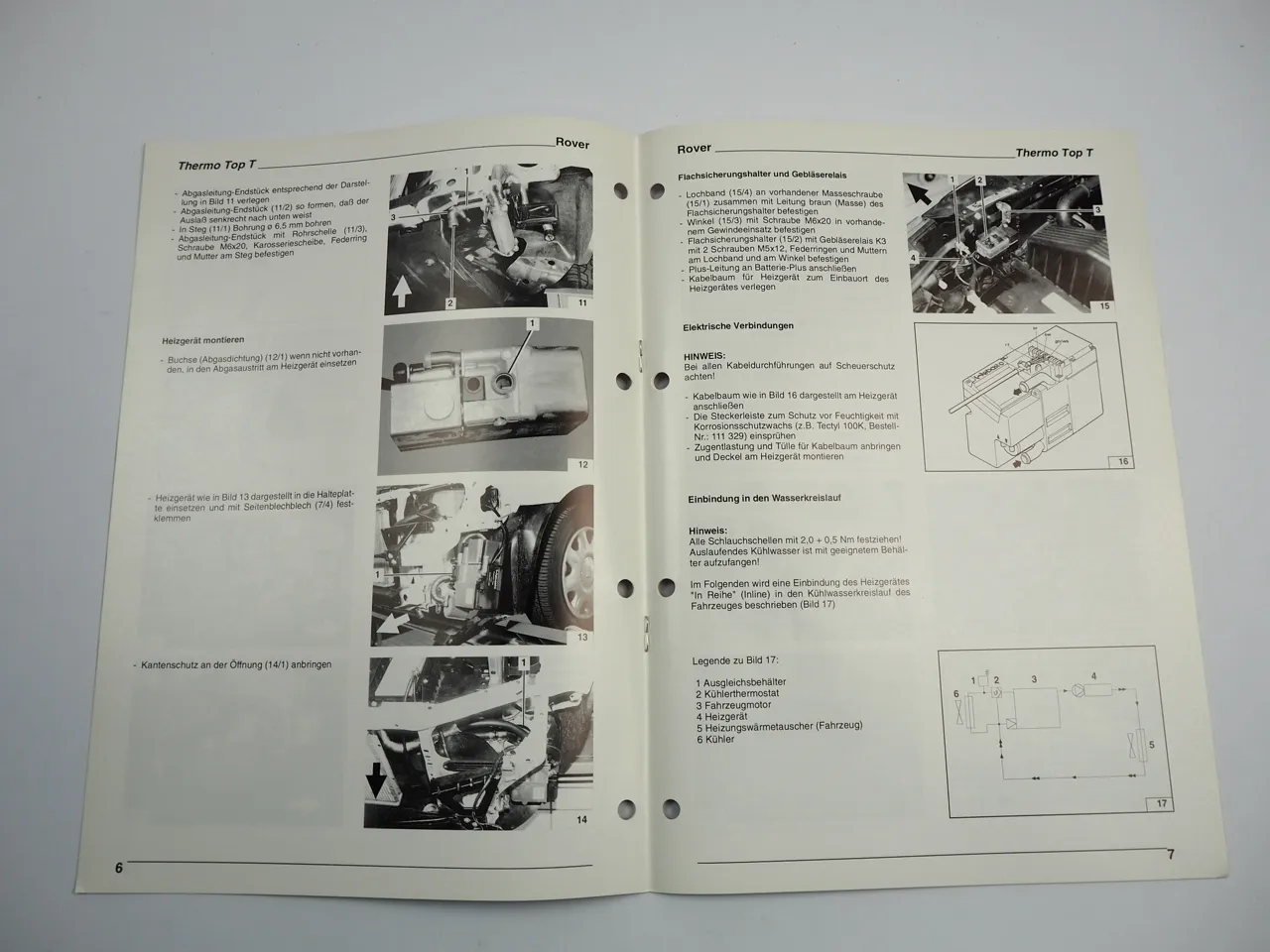 Rover 214Si 216Si 220SD Einbauanleitung Webasto Thermo Top T BW50 DW50 Heizung