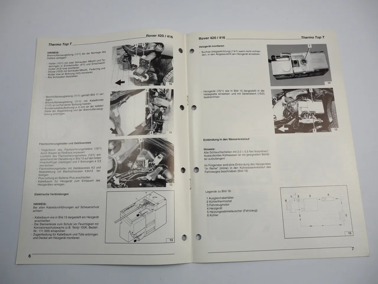 Rover 420D Di Si 416Si Einbauanleitung Webasto Thermo Top T BW/DW50 Heizung 1996