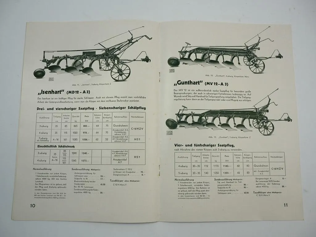 Rud. Sack Schlepperpflüge Prospekt mit Preisangabe Leipzig 1939