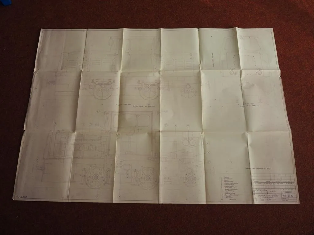 Ruhrthaler Diesel Lokomotive D200 V/V Techn Zeichnung 1959 Mühlheim Ruhr