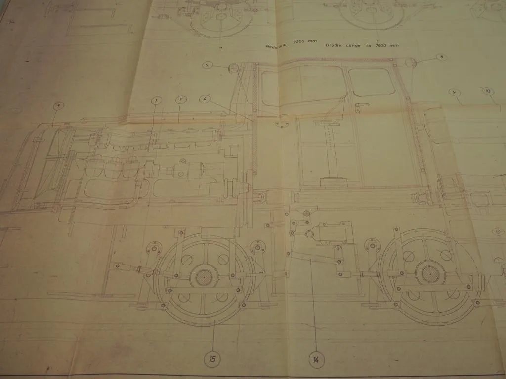 Ruhrthaler Diesel Lokomotive D200 V/V Techn Zeichnung 1959 Mühlheim Ruhr