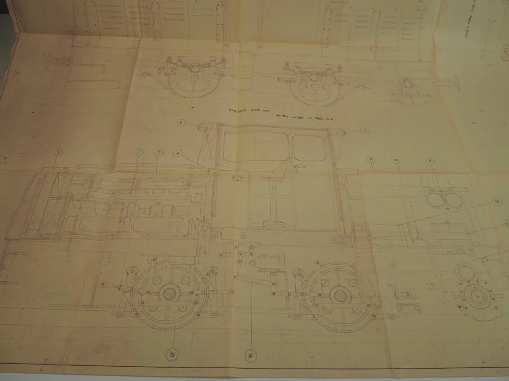 Ruhrthaler Diesel Lokomotive D200 V/V Techn Zeichnung 1959 Mühlheim Ruhr