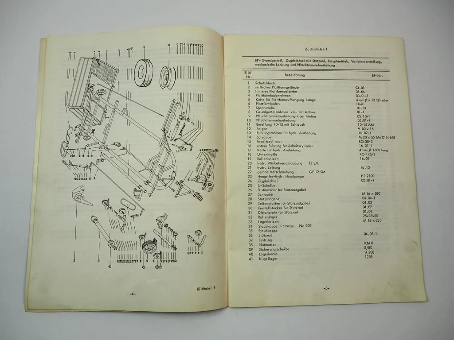 Rustica Bleinroth Bohnenpflückmaschine Simplix Betriebsanleitung Ersatzteilliste