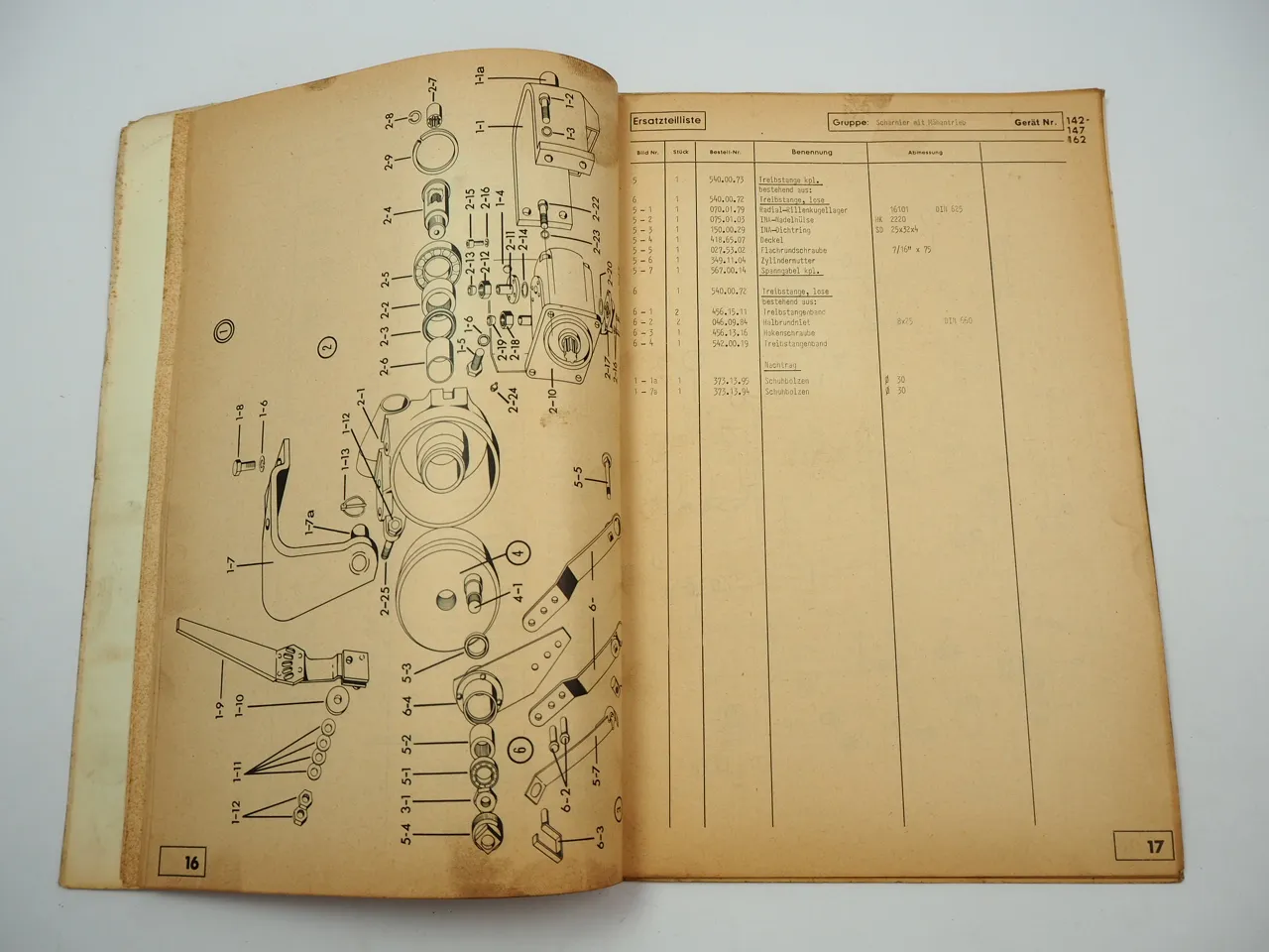 S&S 142 143 144 145 146 147 162 Mähwerk für Deutz Schlepper Ersatzteilliste 1968
