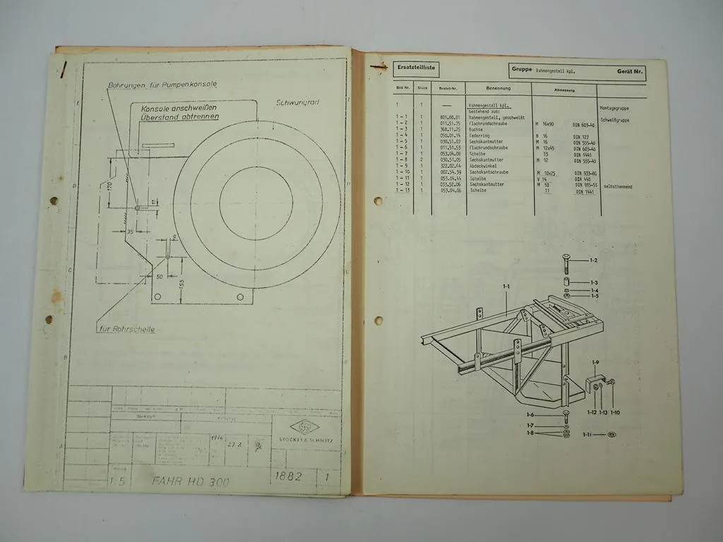 S&S Ballenschleuder 1882 für Fahr HD300 Presse Anbauanleitung Ersatzteilliste