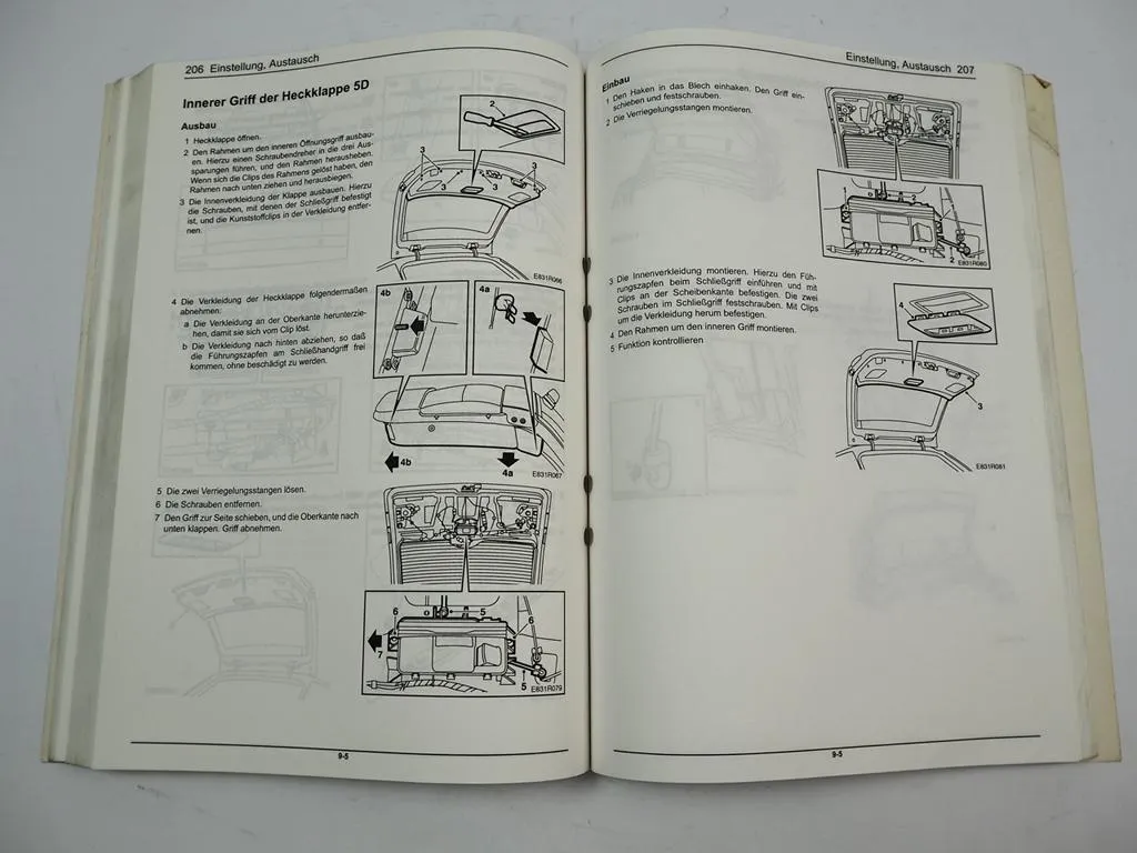 Saab 9-5 1998 1999 Karosserie Schiebedach Werkstatthandbuch Reparaturanleitung