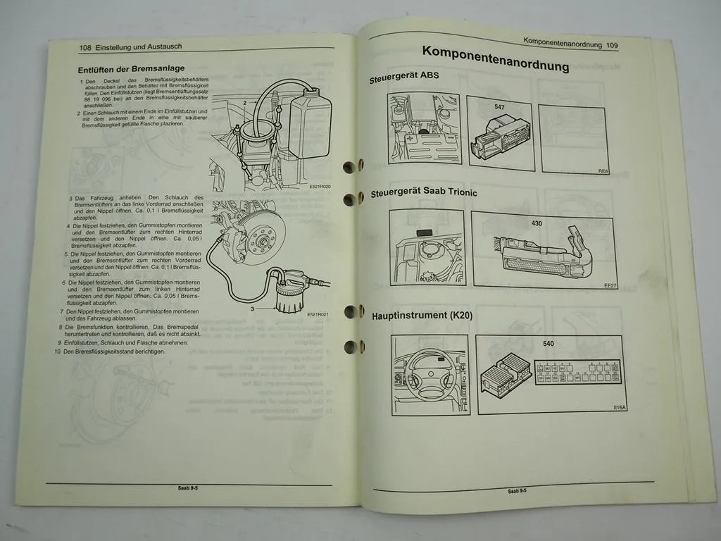 Saab 9-5 1998 blockierfreie Bremsen ABS 5.4 Werkstatthandbuch Reparaturanleitung