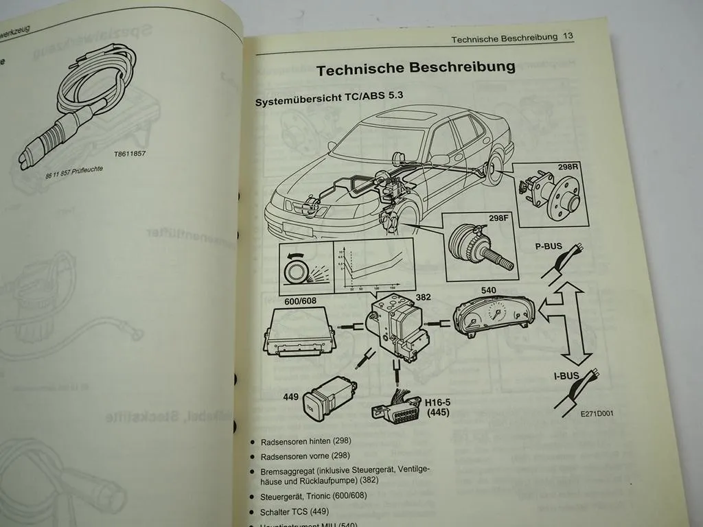 Saab 9-5 1998 Bremssystem TC Control ABS 5.3 Werkstatthandbuch Reparaturanleitung