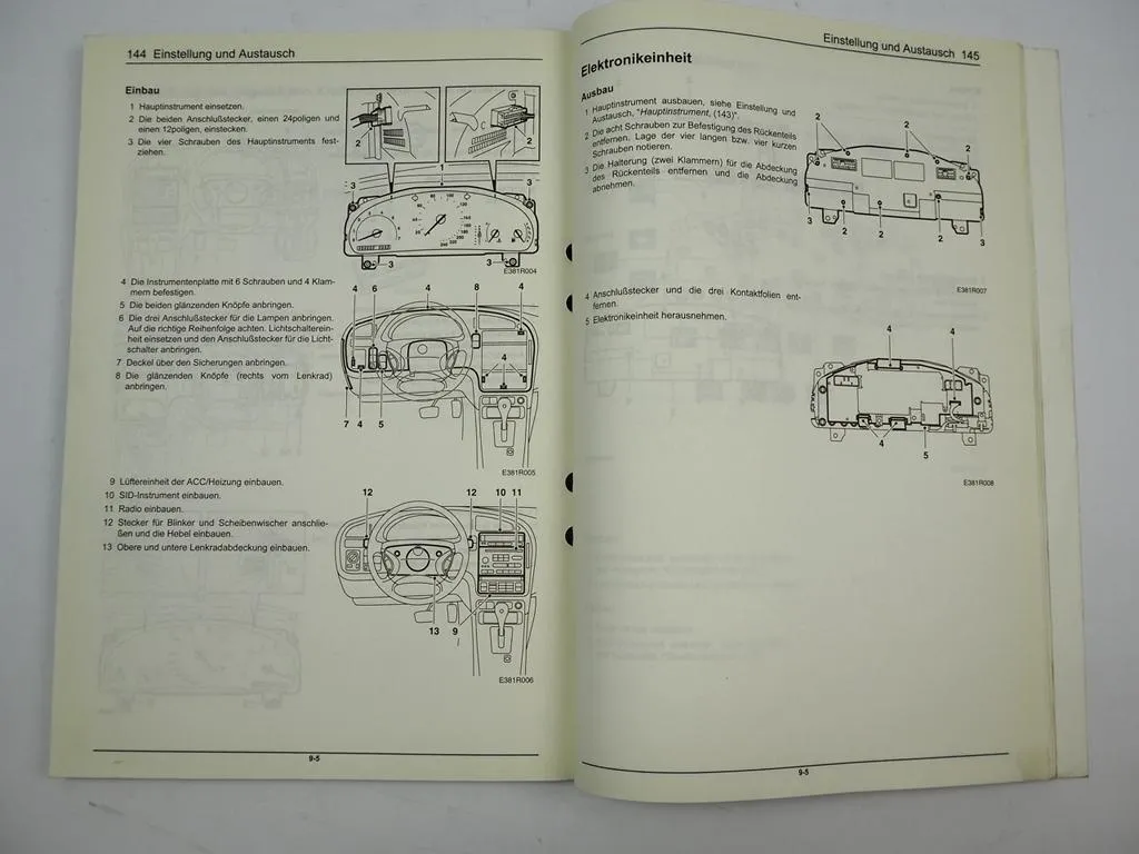 Saab 9-5 1998 Elektrische Anlage Hauptinstrument Werkstatthandbuch Reparaturanleitung