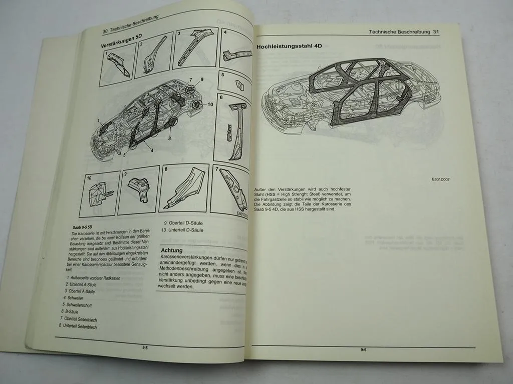 Saab 9-5 1998 Karosserie Schiebedach Werkstatthandbuch Reparaturanleitung