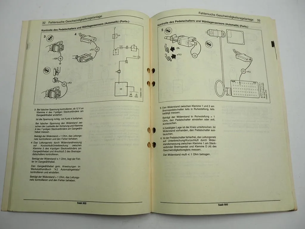 Saab 900 II NG 1995 Tempomat Geschwindigkeitsregelanlage Werkstatthandbuch