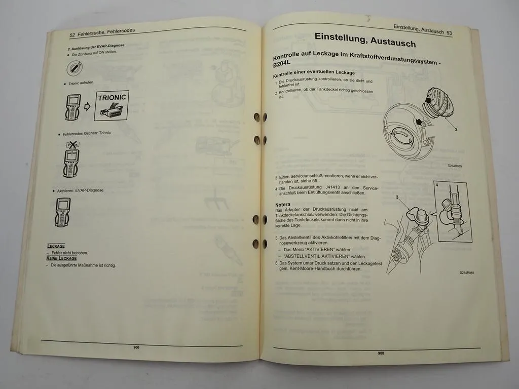 Saab 900 ORVR OBD II Ergänzung Werkstatthandbuch 1998