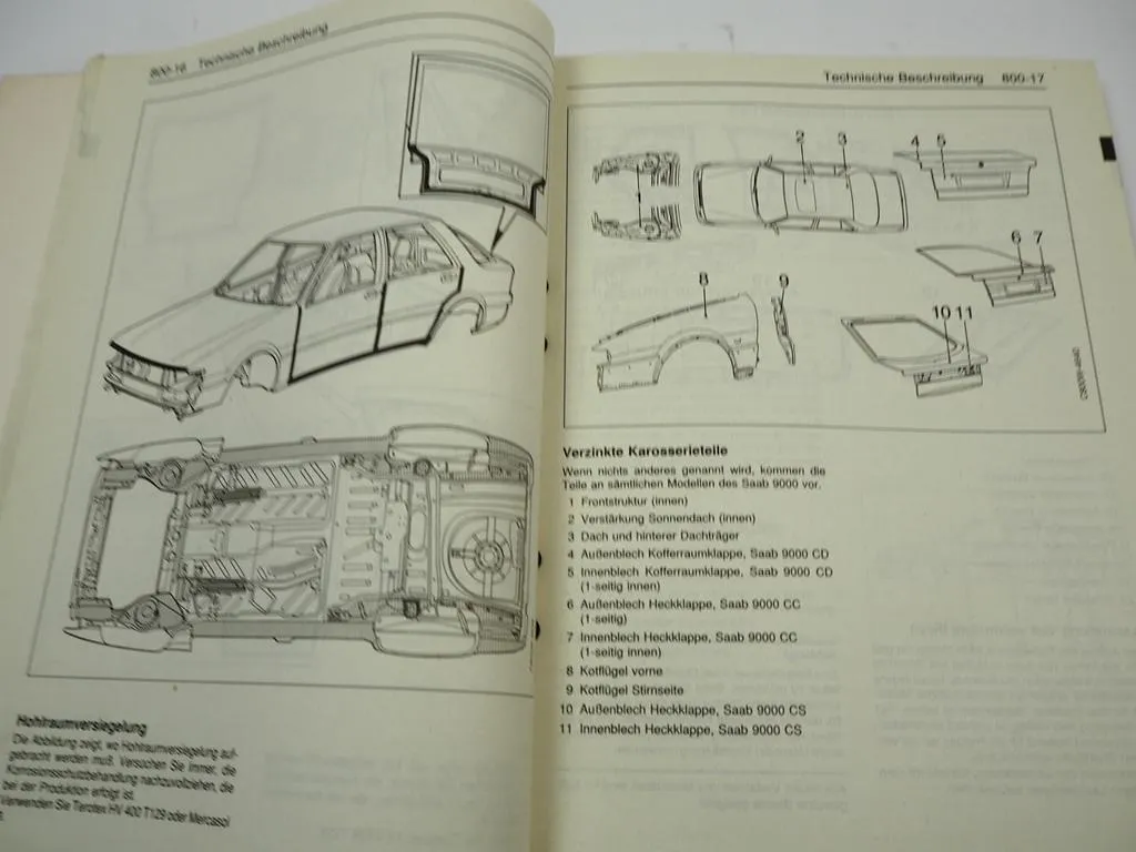 Saab 9000 1985 - 95 Karosserie Reparaturen Reparaturanleitung Werkstatthandbuch